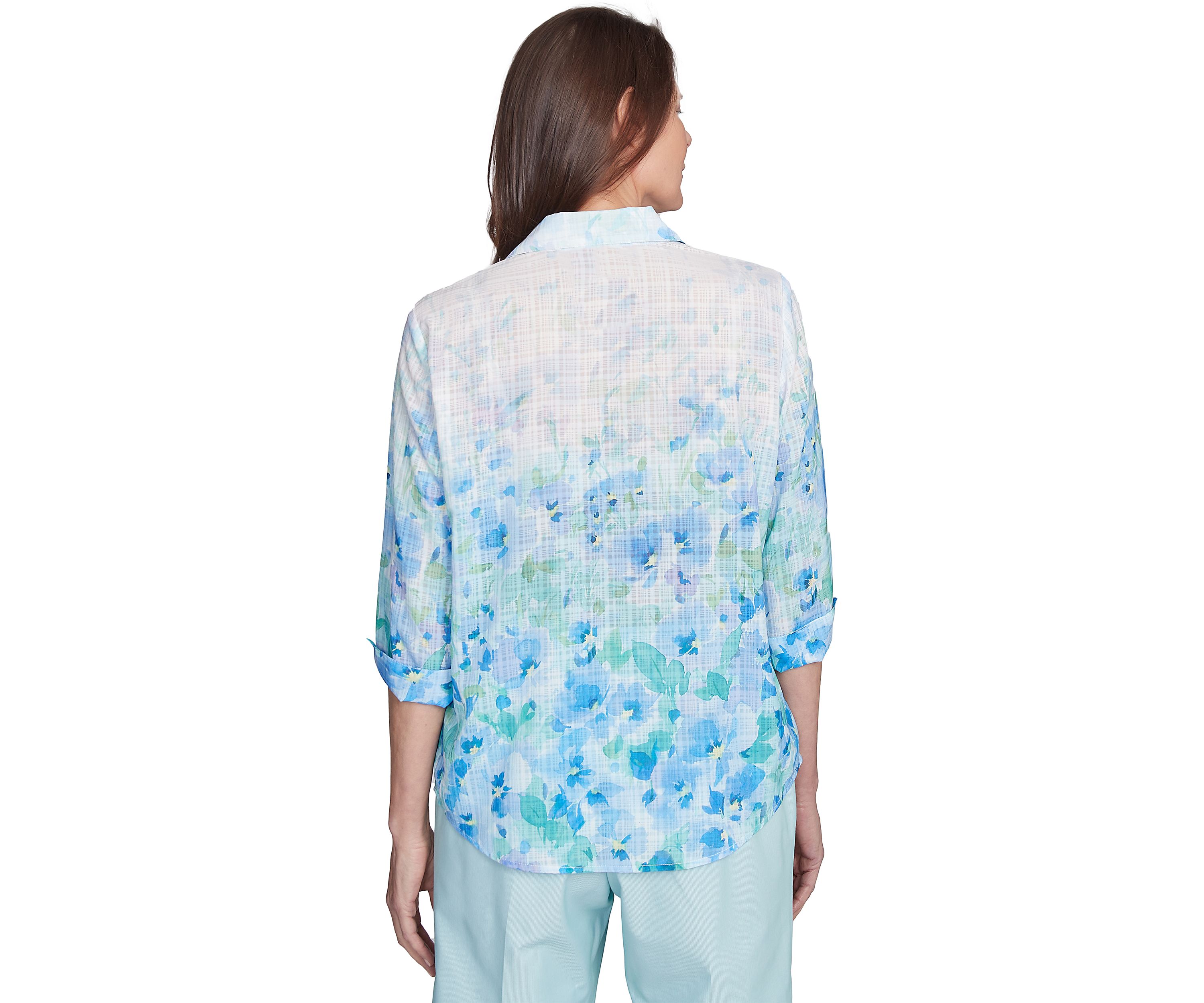 Petite St. Thomas Border Floral Printed Blouse