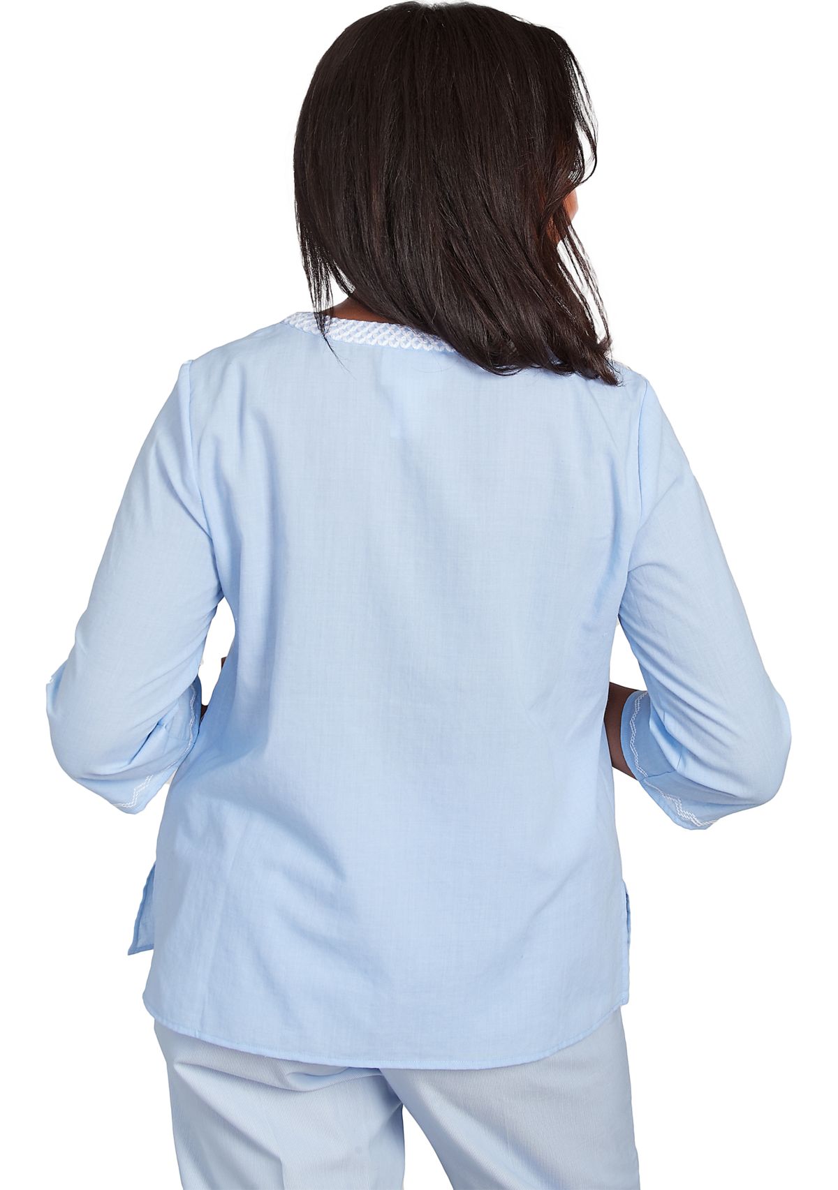 Petite St. Thomas Embroidered Yoke and Sleeve Top