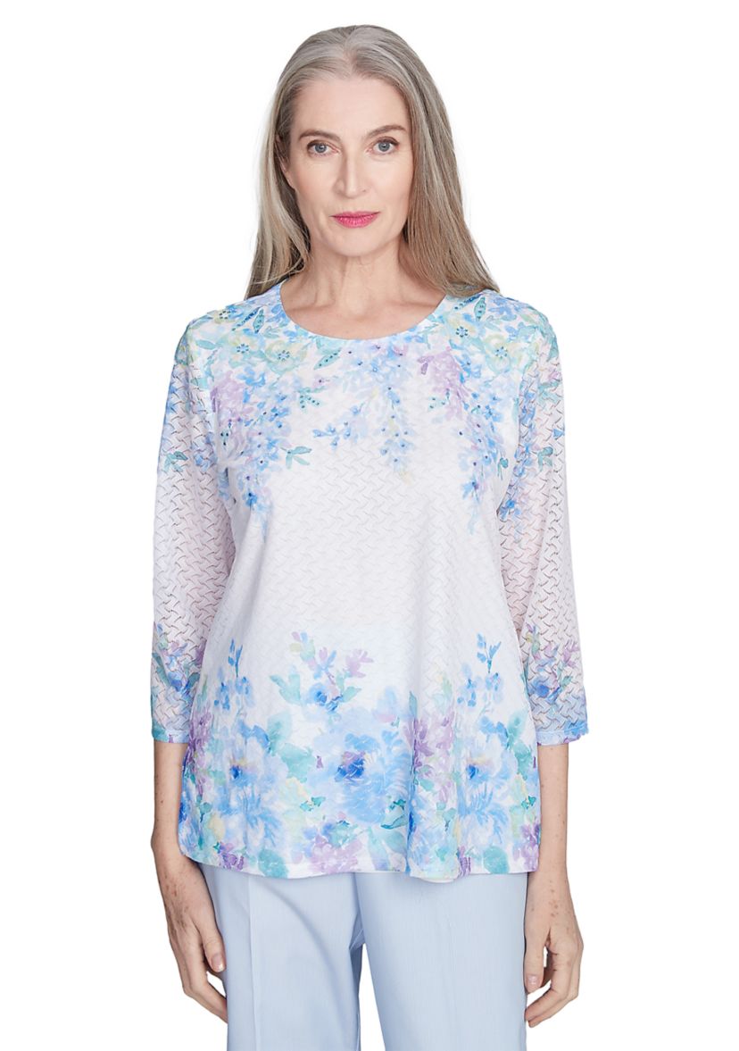 Petite St. Thomas Floral Yoke and Border Top