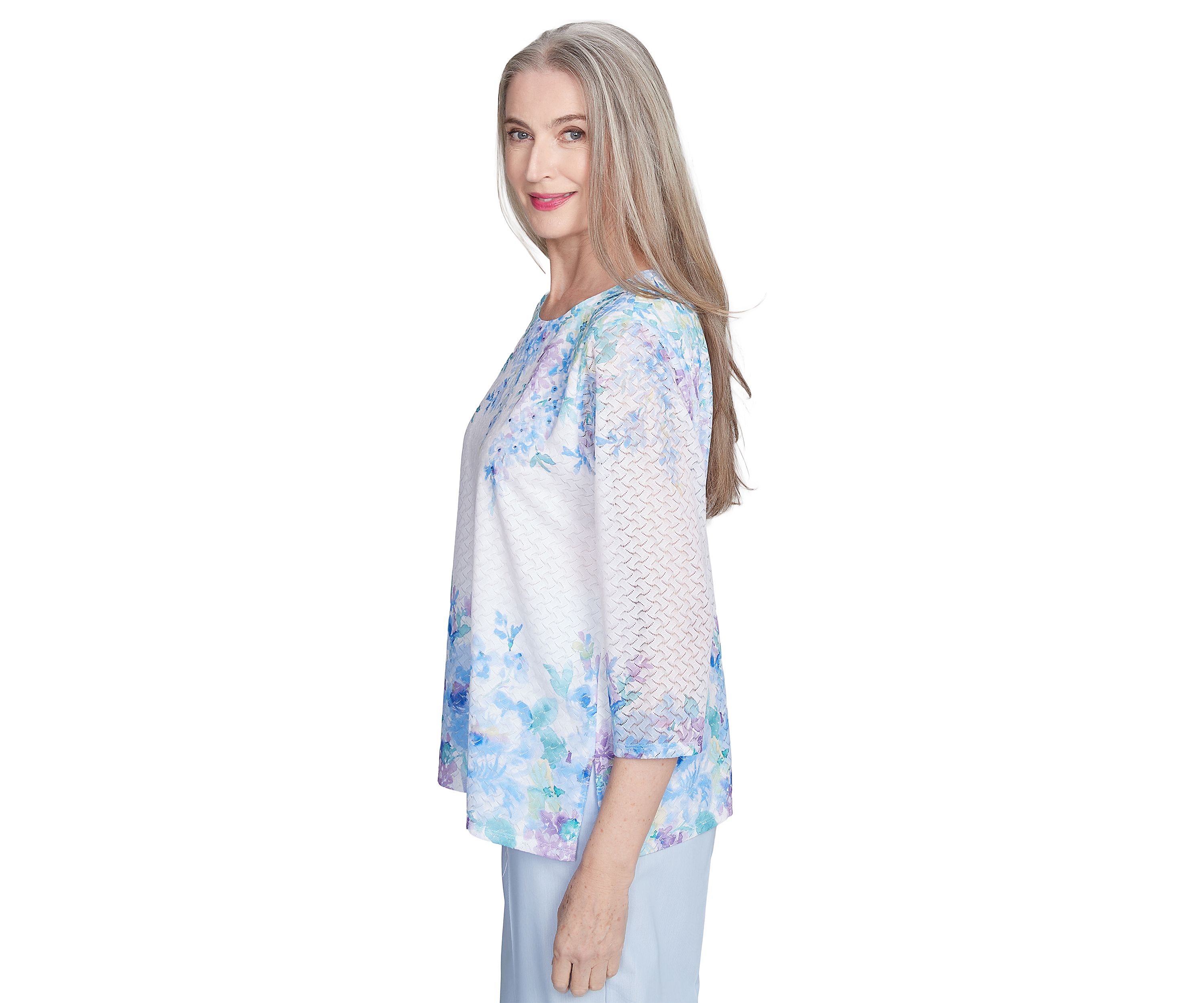 Petite St. Thomas Floral Yoke and Border Top