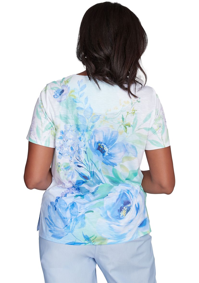 Petite St. Thomas Drama Floral Print Top