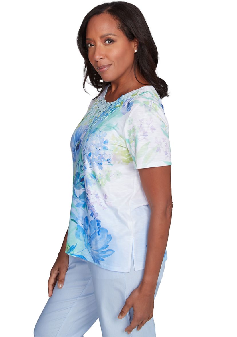 Petite St. Thomas Drama Floral Print Top