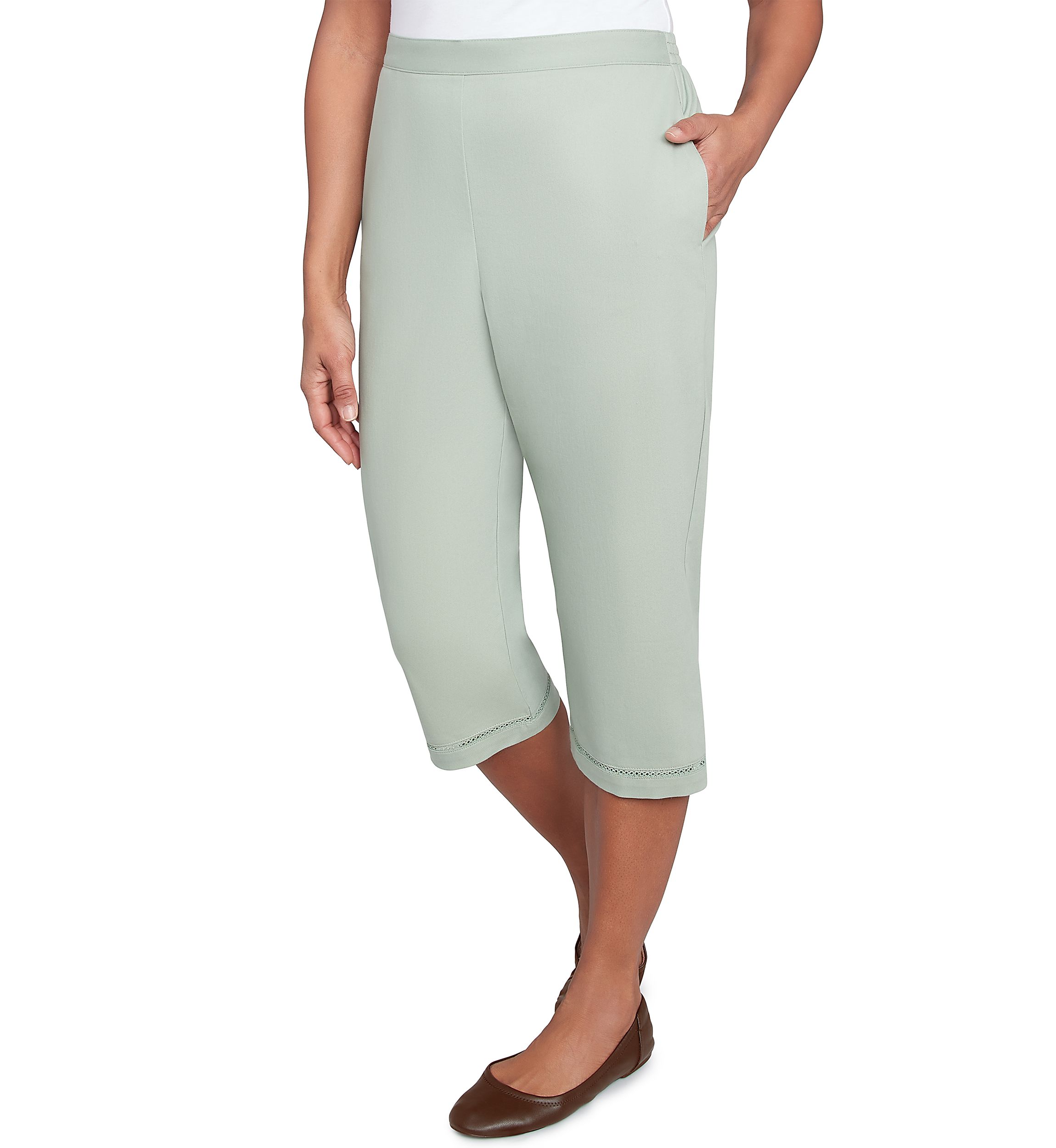Womens Santa Fe Capri Pants with Crochet Inset