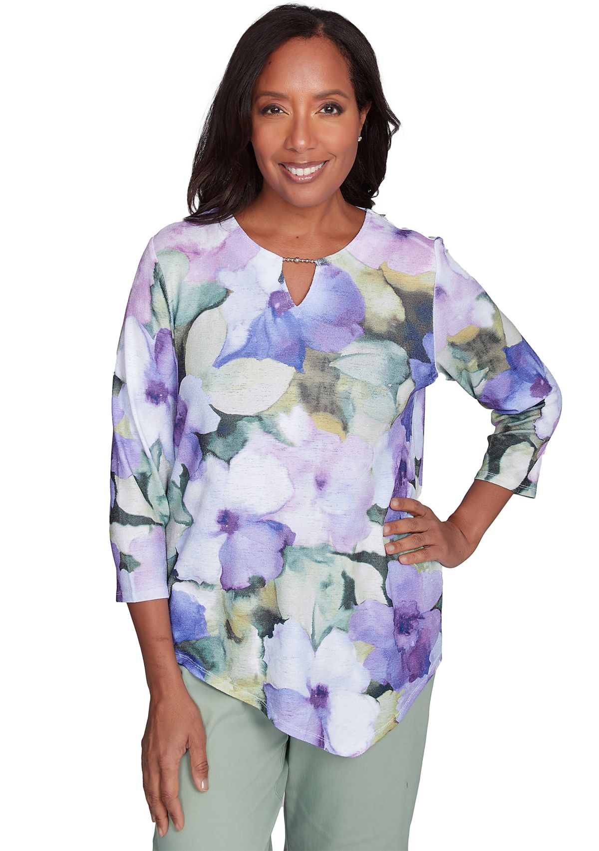 Womens Santa Fe Drama Floral Top
