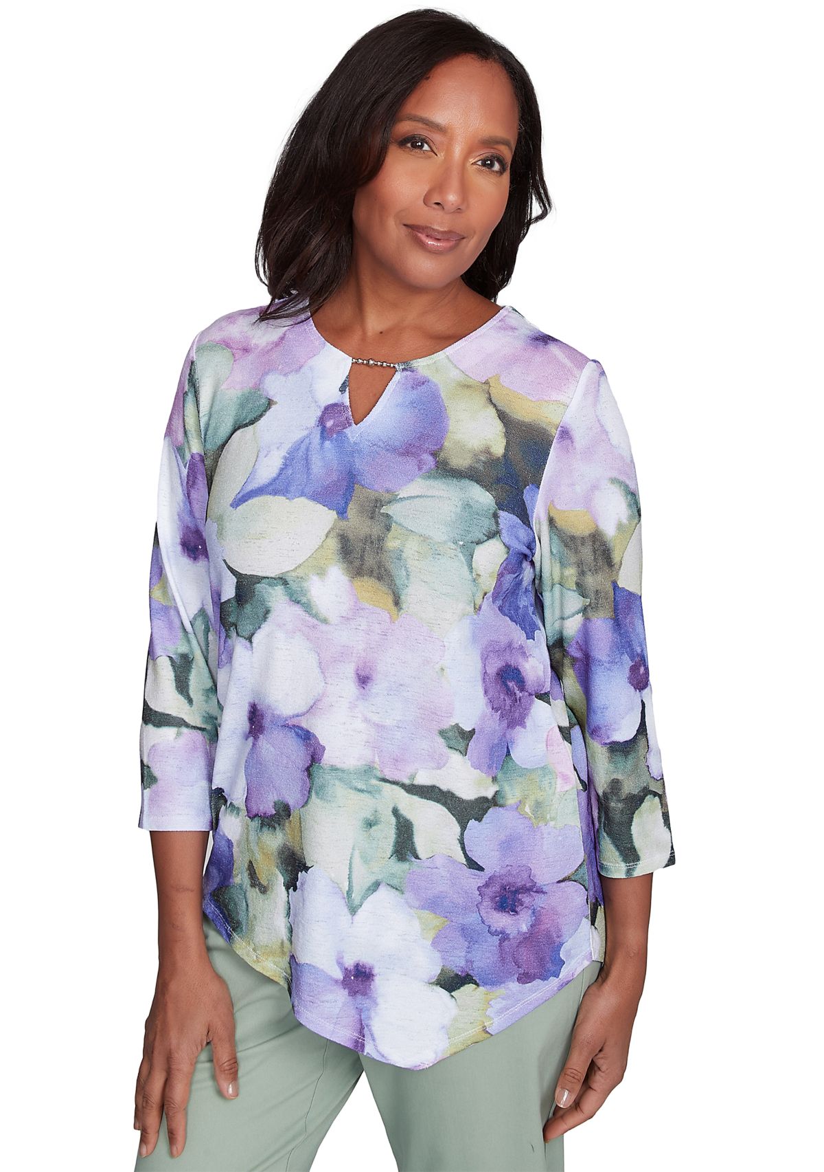 Womens Santa Fe Drama Floral Top