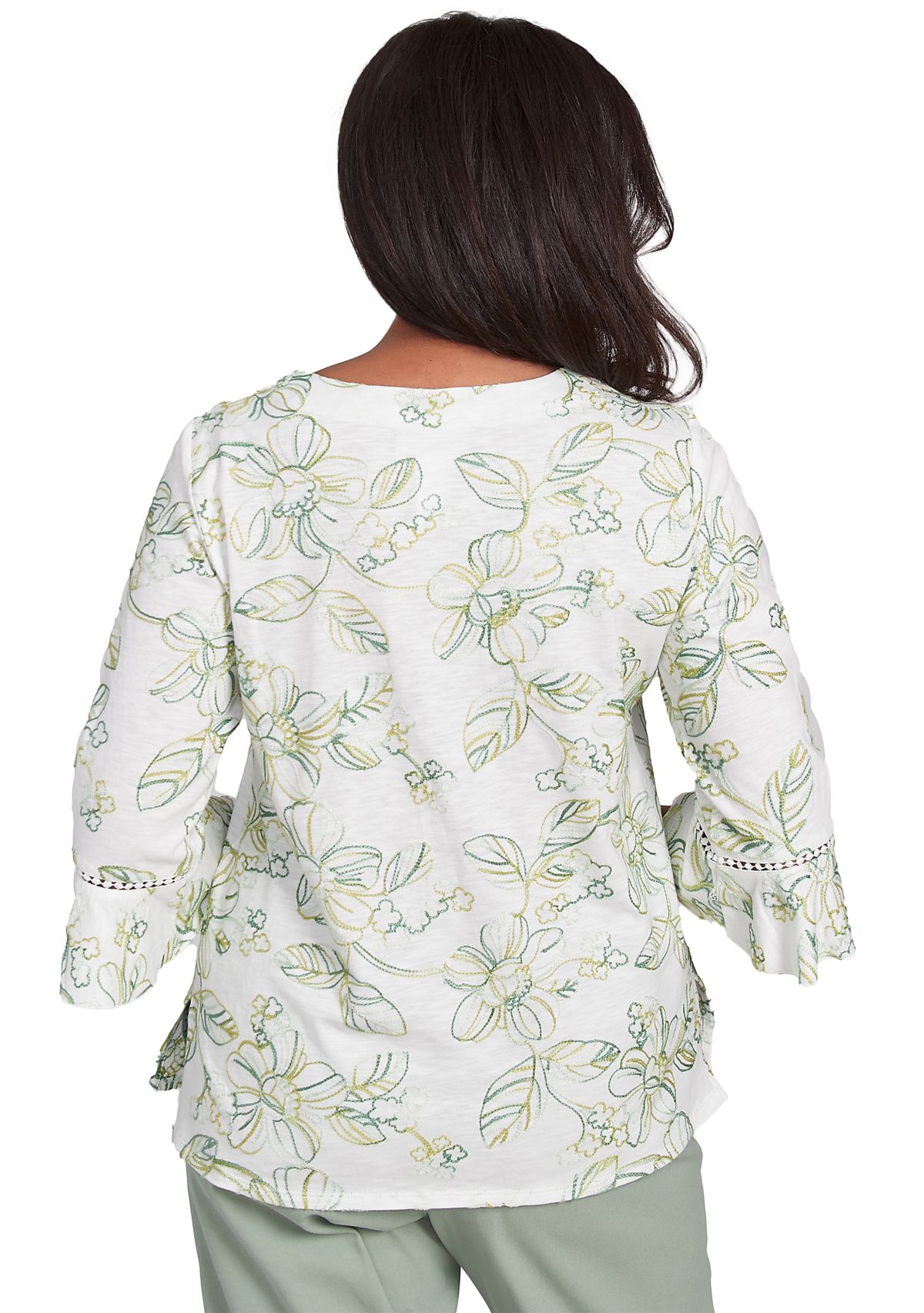 Womens Santa Fe Monotone Embroidery Top