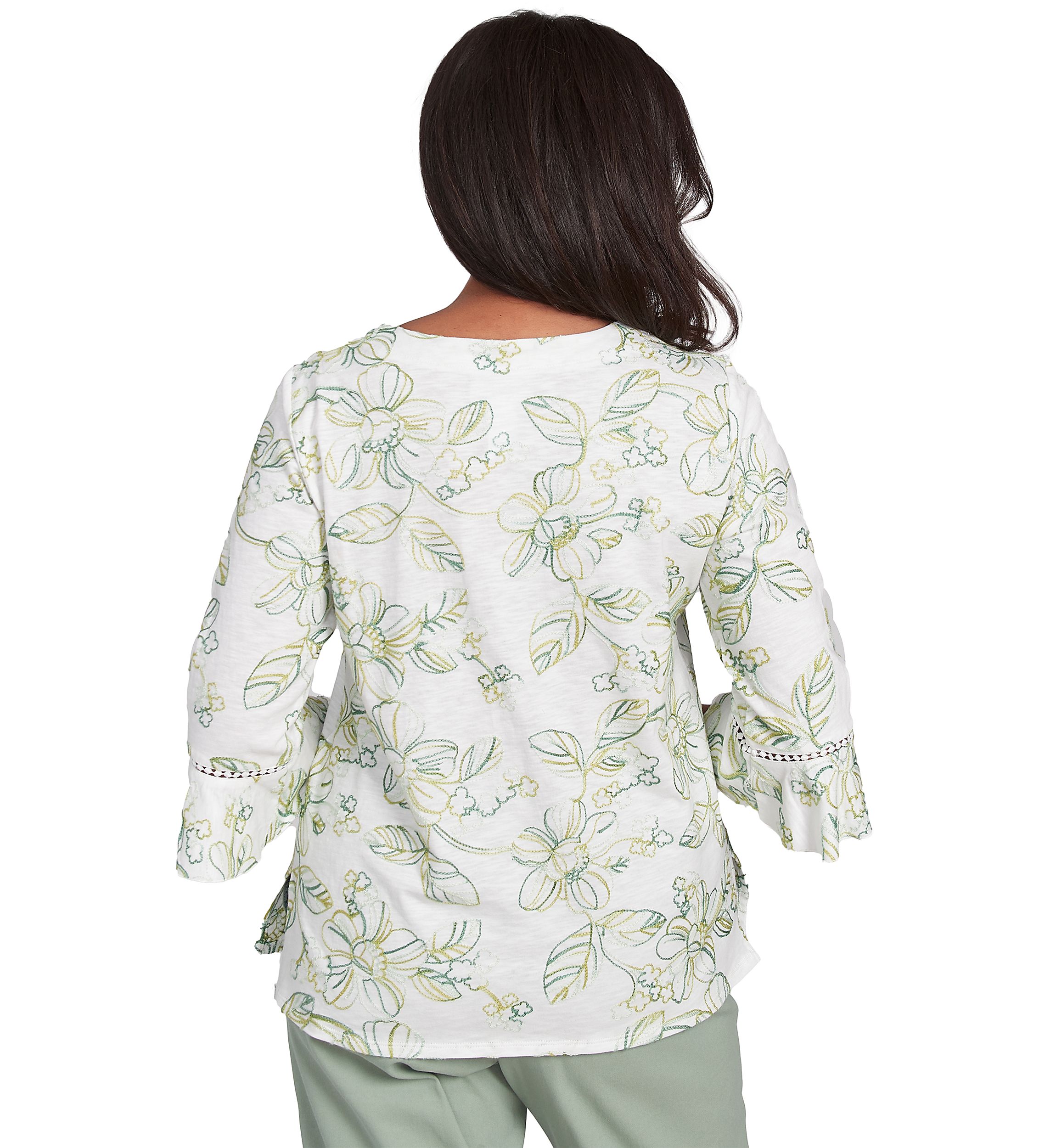 Womens Santa Fe Monotone Embroidery Top