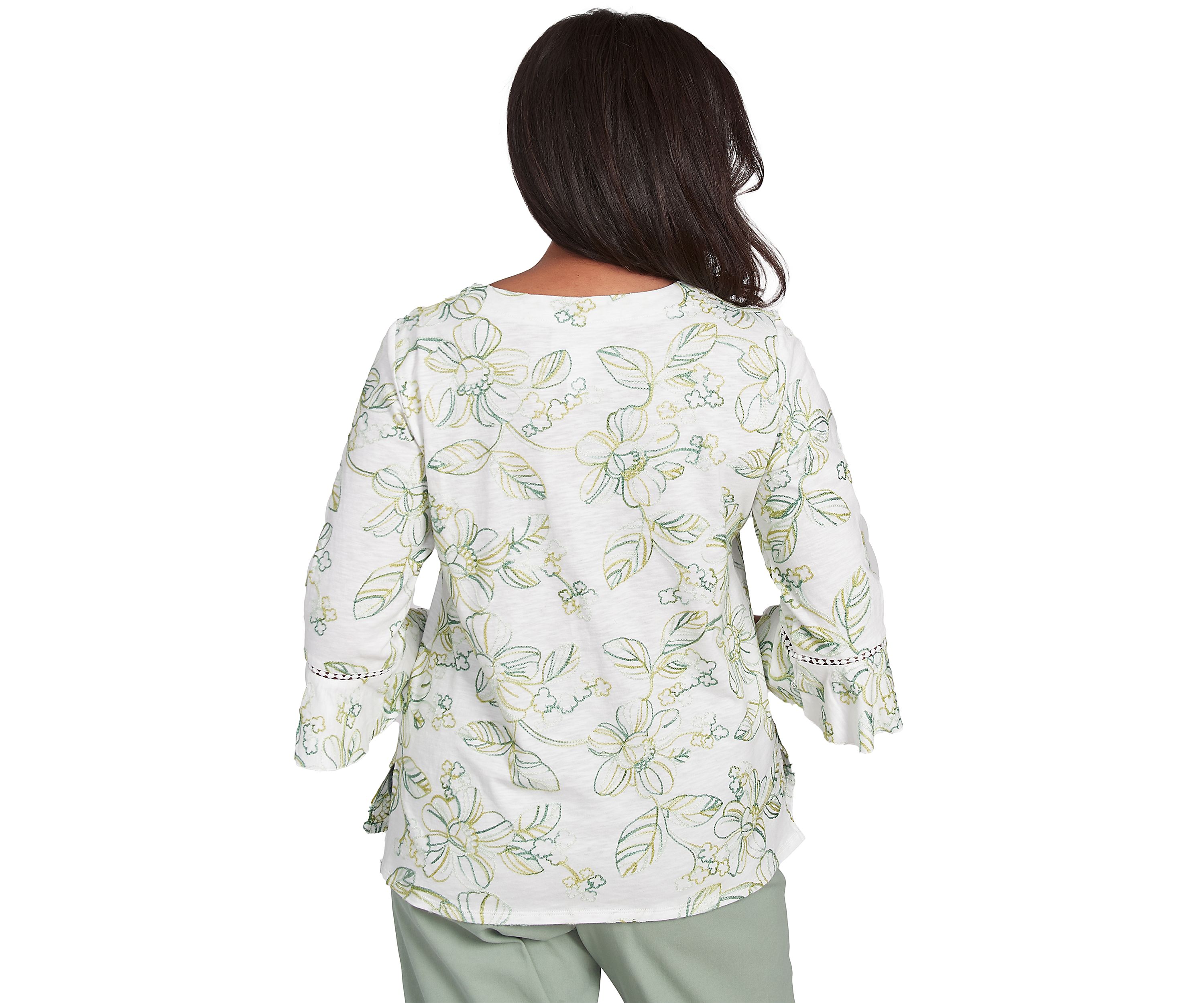 Womens Santa Fe Monotone Embroidery Top