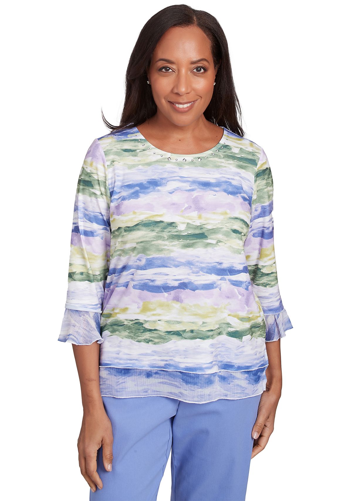 Womens Santa Fe Watercolor Biadere Top