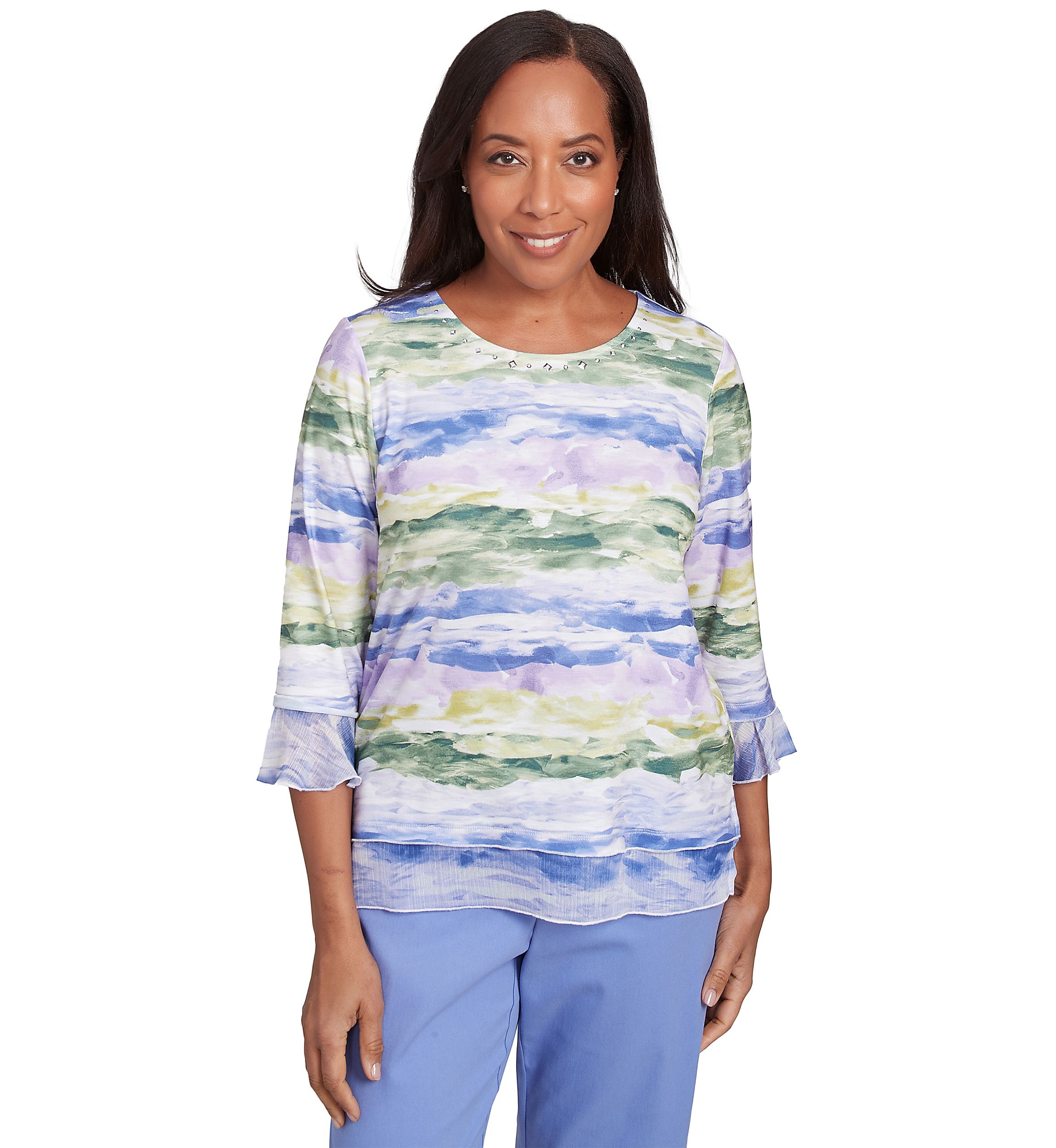 Womens Santa Fe Watercolor Biadere Top