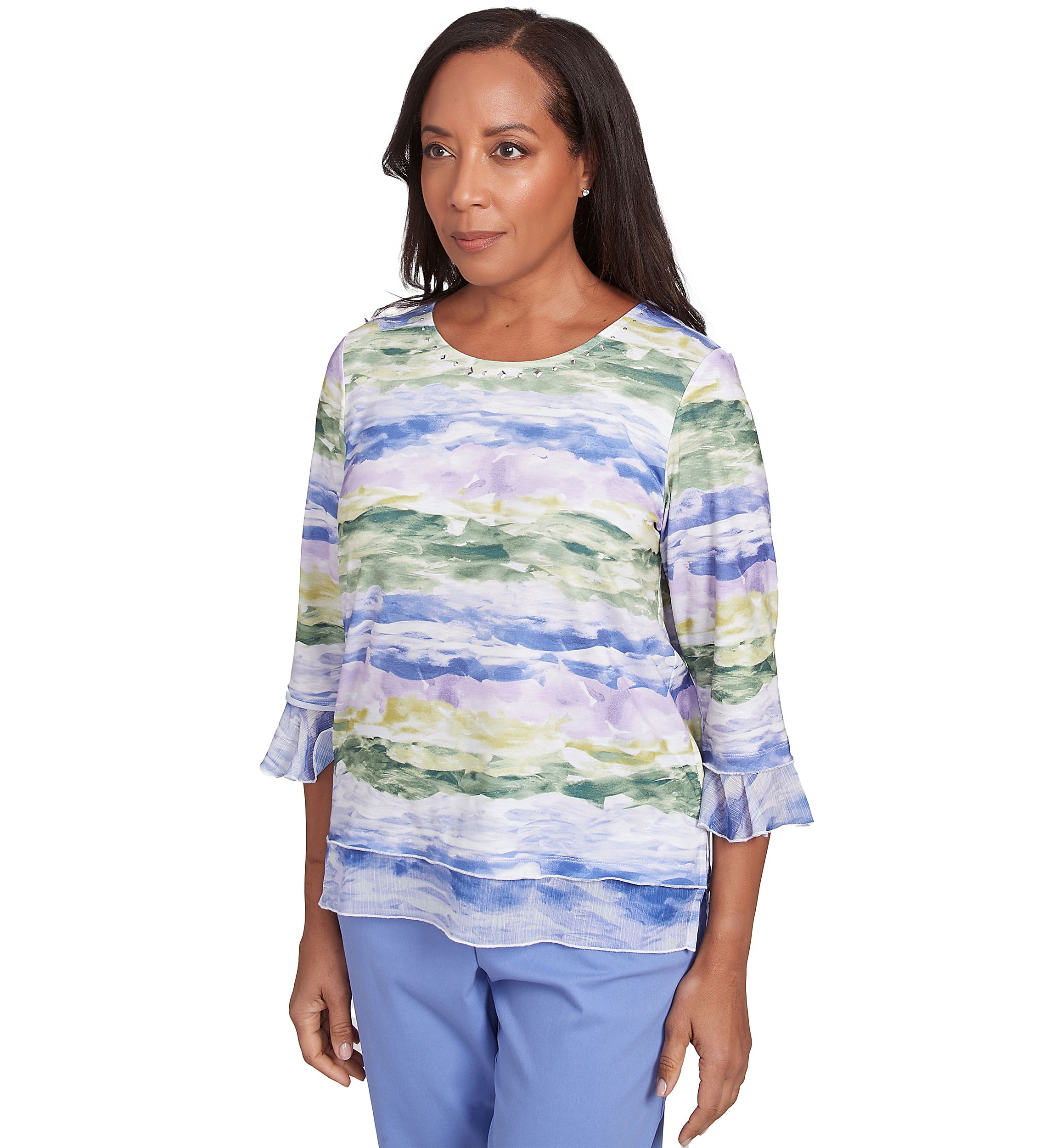 Womens Santa Fe Watercolor Biadere Top