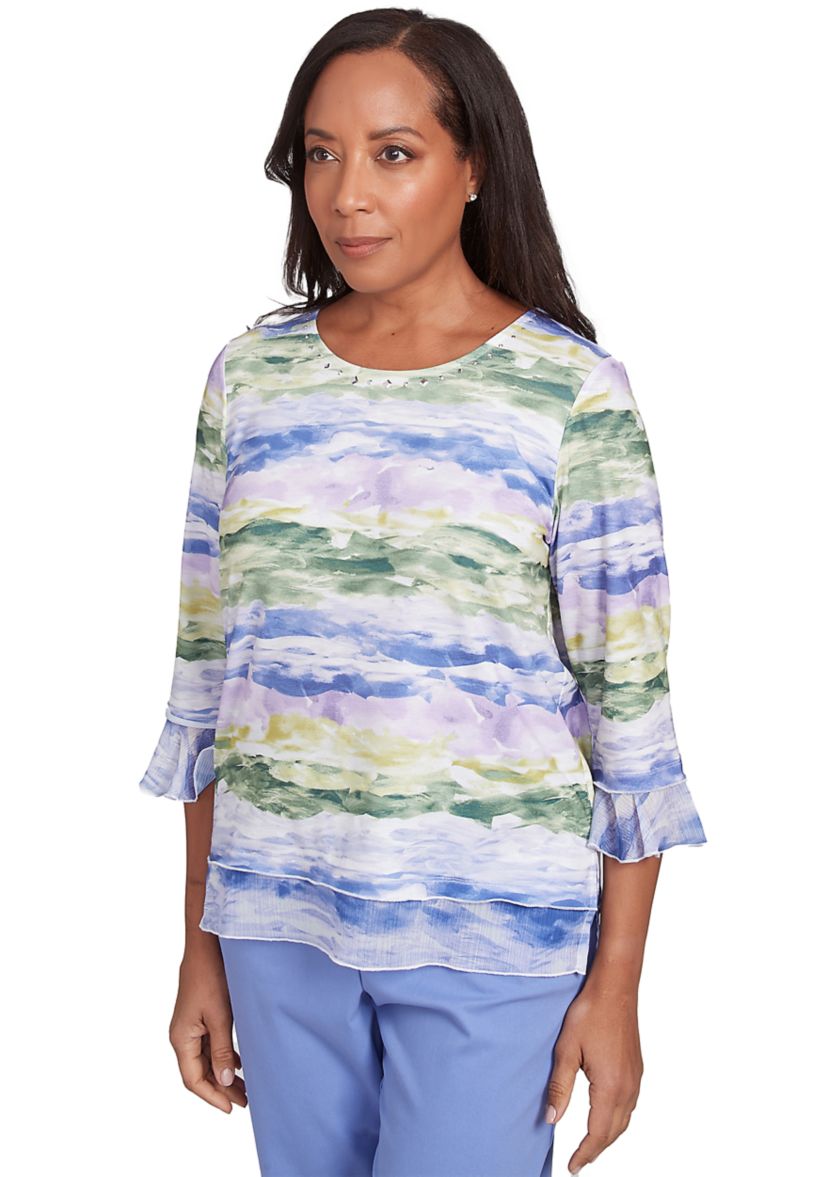 Womens Santa Fe Watercolor Biadere Top