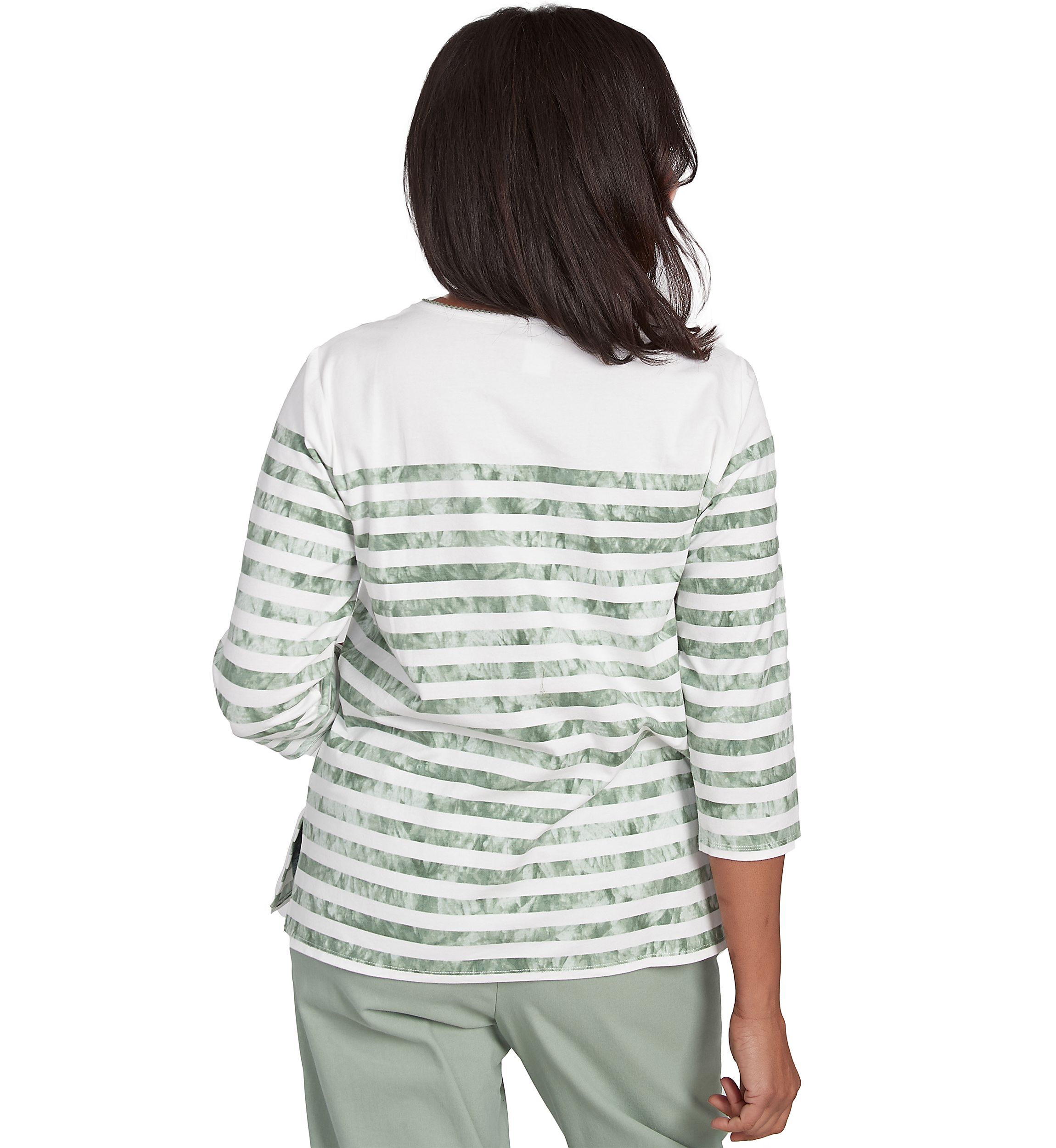 Womens Santa Fe Tie Dye Stripe Embroidery Top