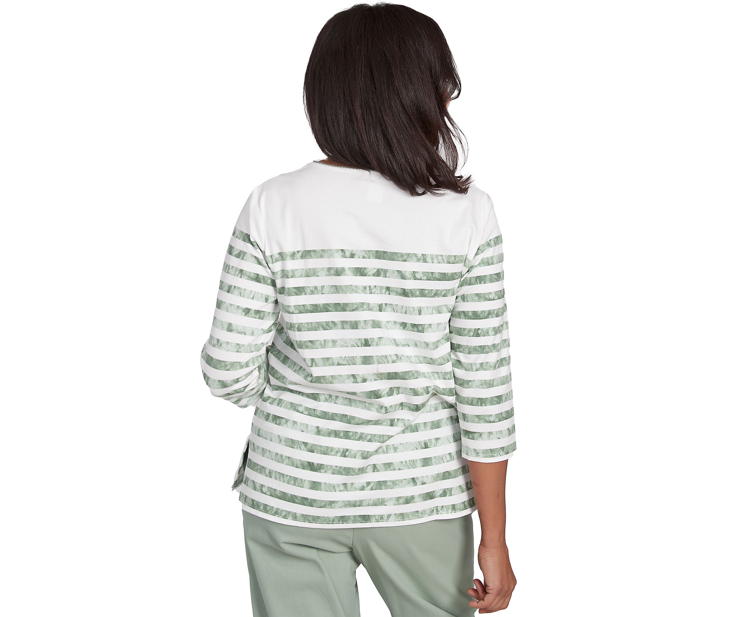 Womens Santa Fe Tie Dye Stripe Embroidery Top