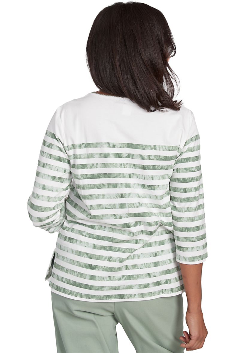 Womens Santa Fe Tie Dye Stripe Embroidery Top
