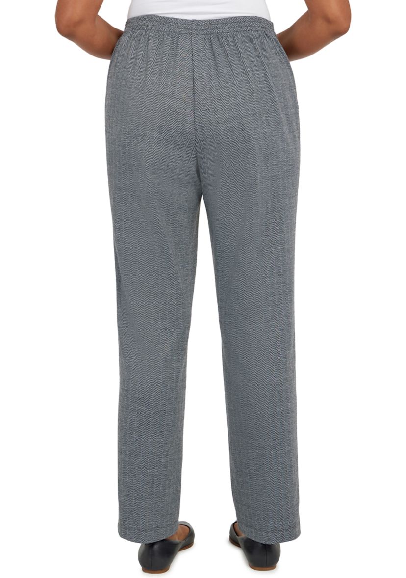 Womens Empire State Knit Herringbone Pull-On Straight Leg Average Length Pants