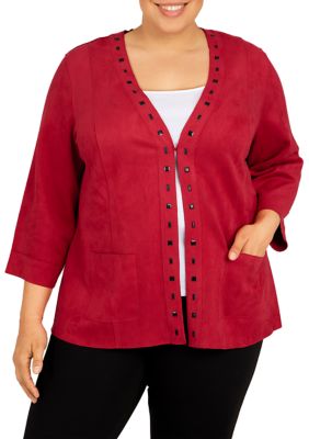 Alfred Dunner Plus Size Suede Jacket with Stones | belk