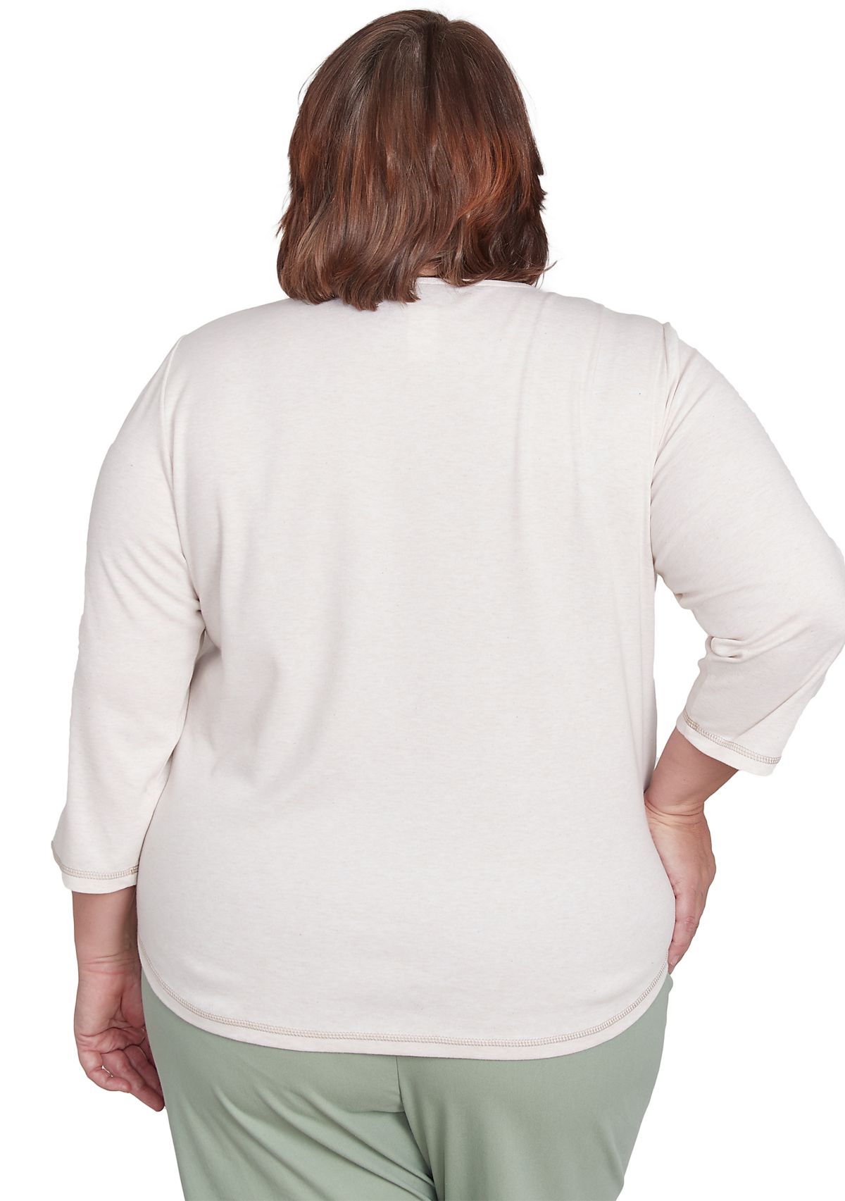 Plus Size Santa Fe Asymmetric Floral Embroidery Top