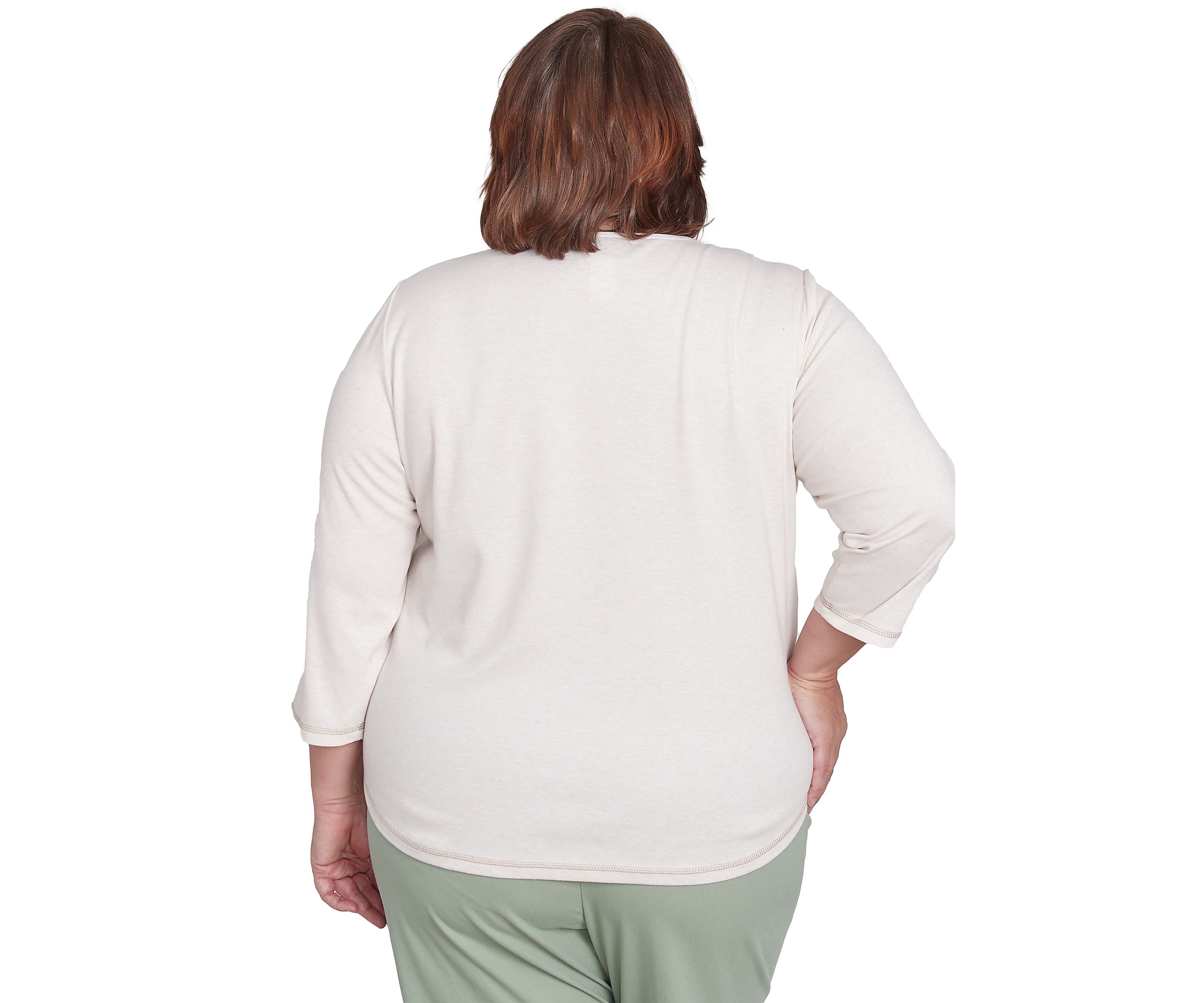 Plus Size Santa Fe Asymmetric Floral Embroidery Top