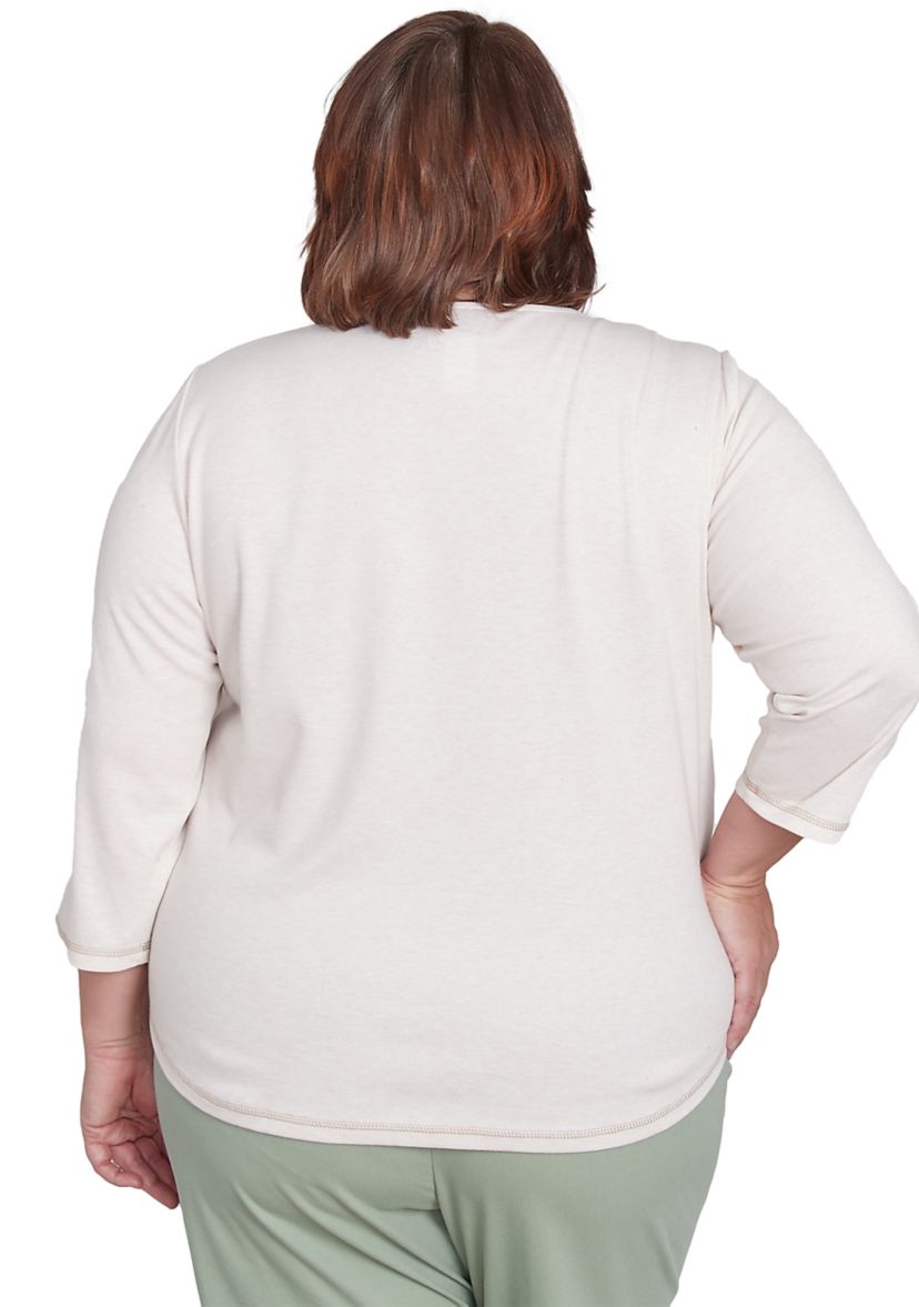 Plus Size Santa Fe Asymmetric Floral Embroidery Top