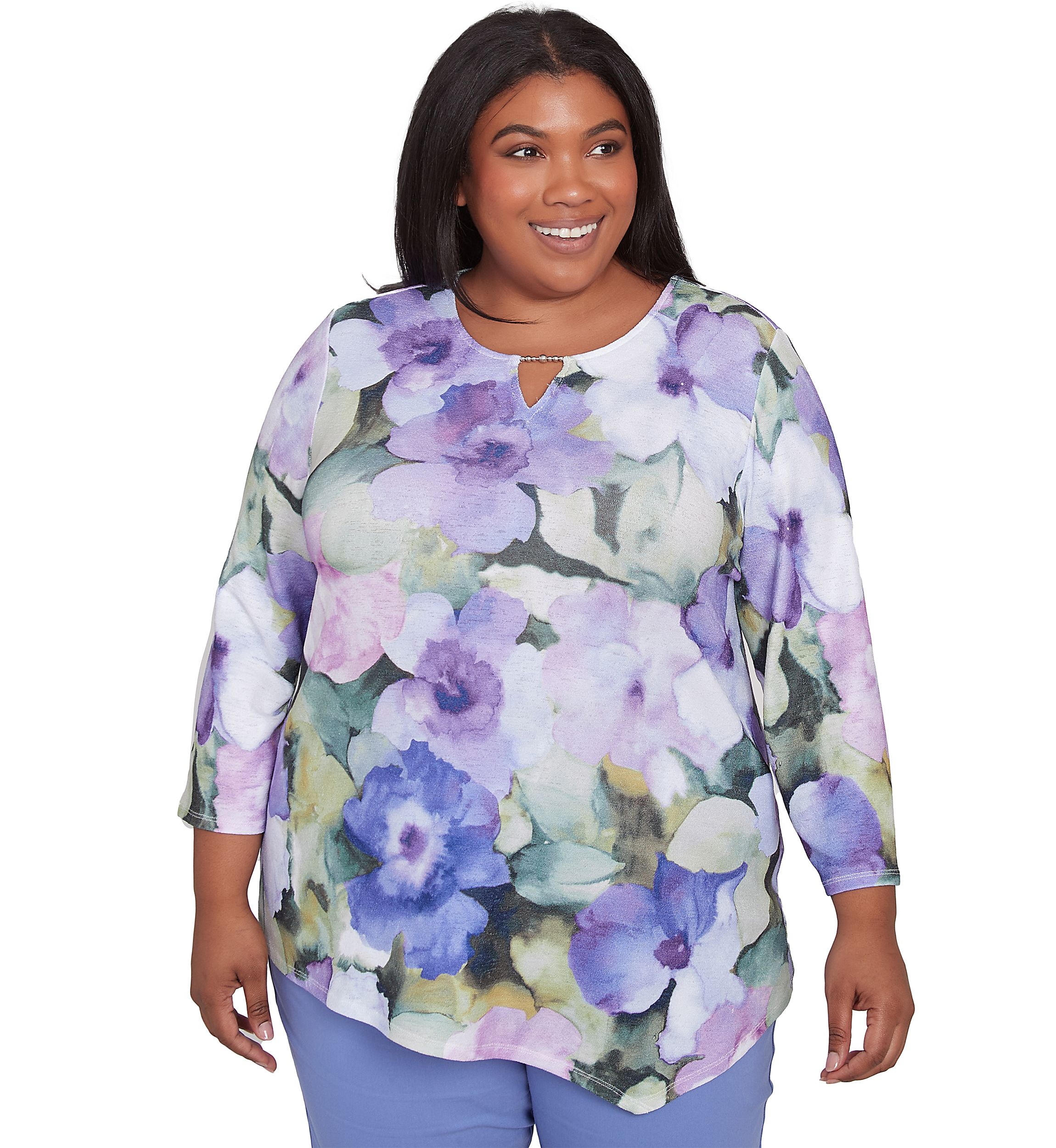 Plus Size Santa Fe Drama Floral Top