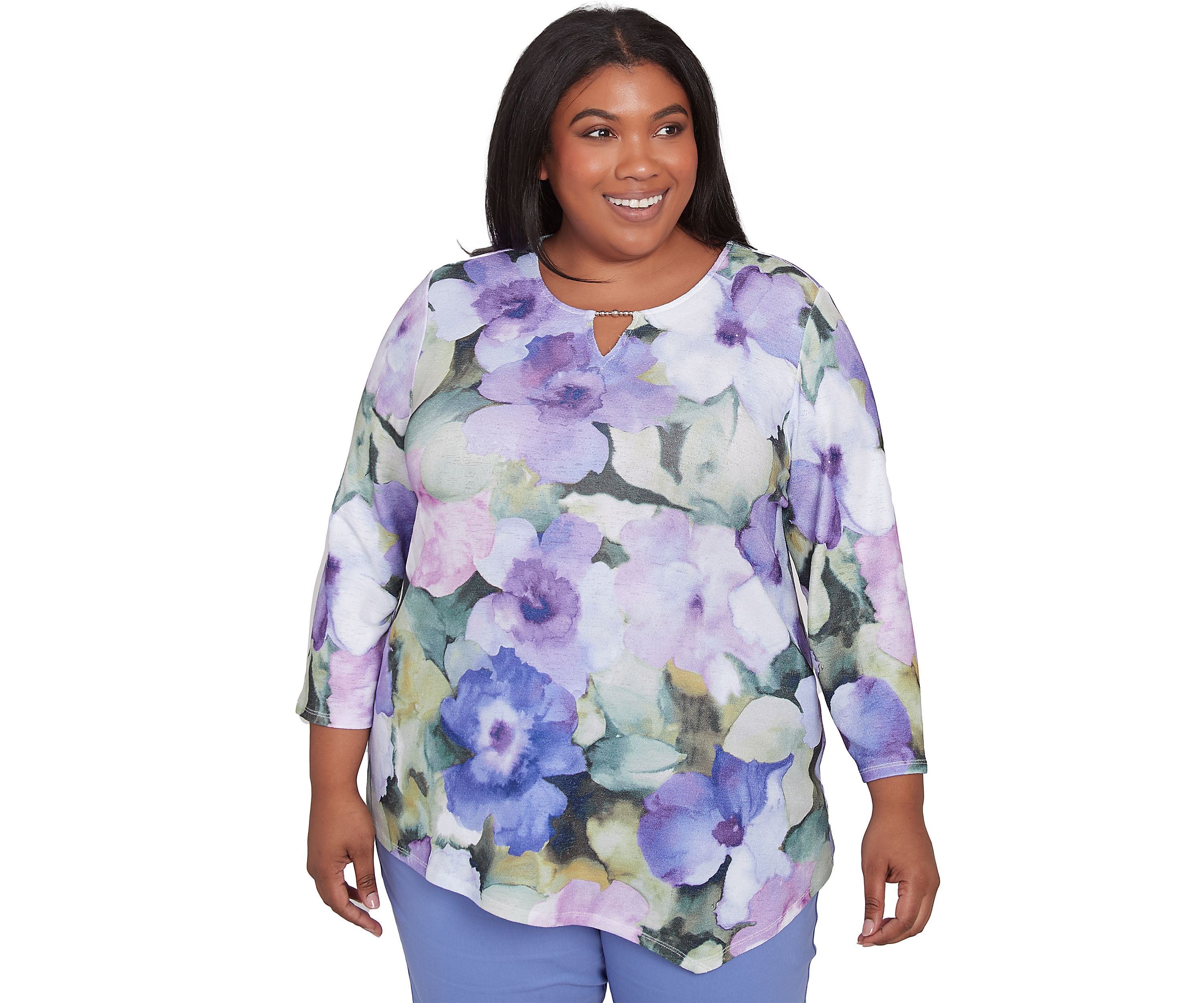 Plus Size Santa Fe Drama Floral Top