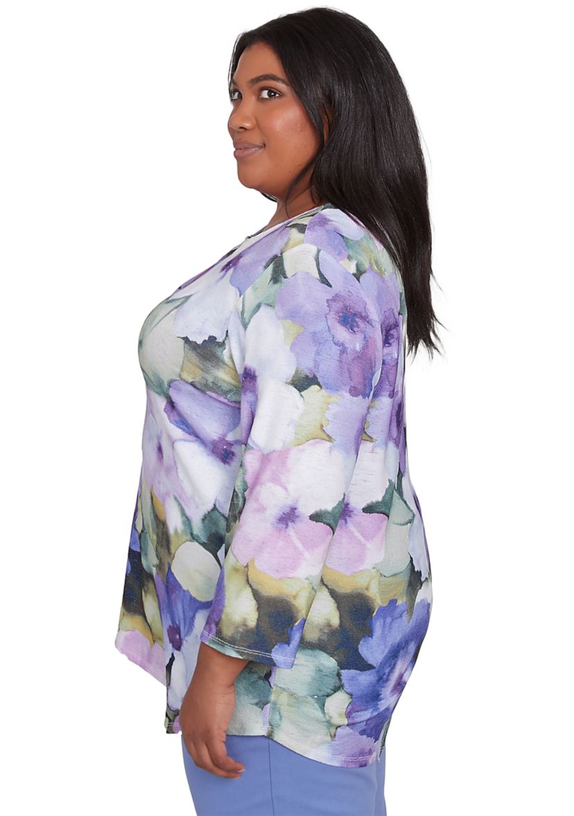 Plus Size Santa Fe Drama Floral Top