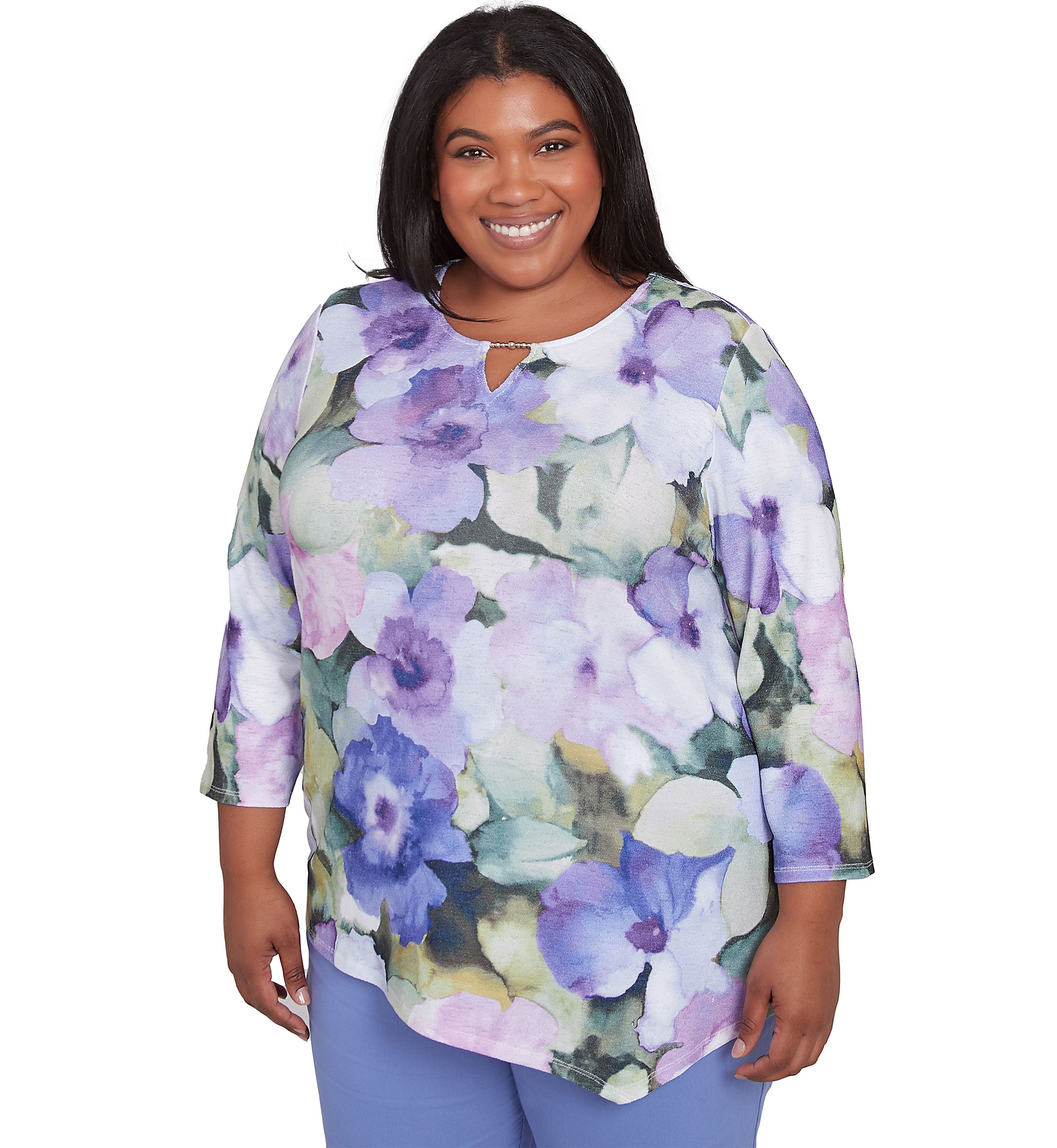 Plus Size Santa Fe Drama Floral Top