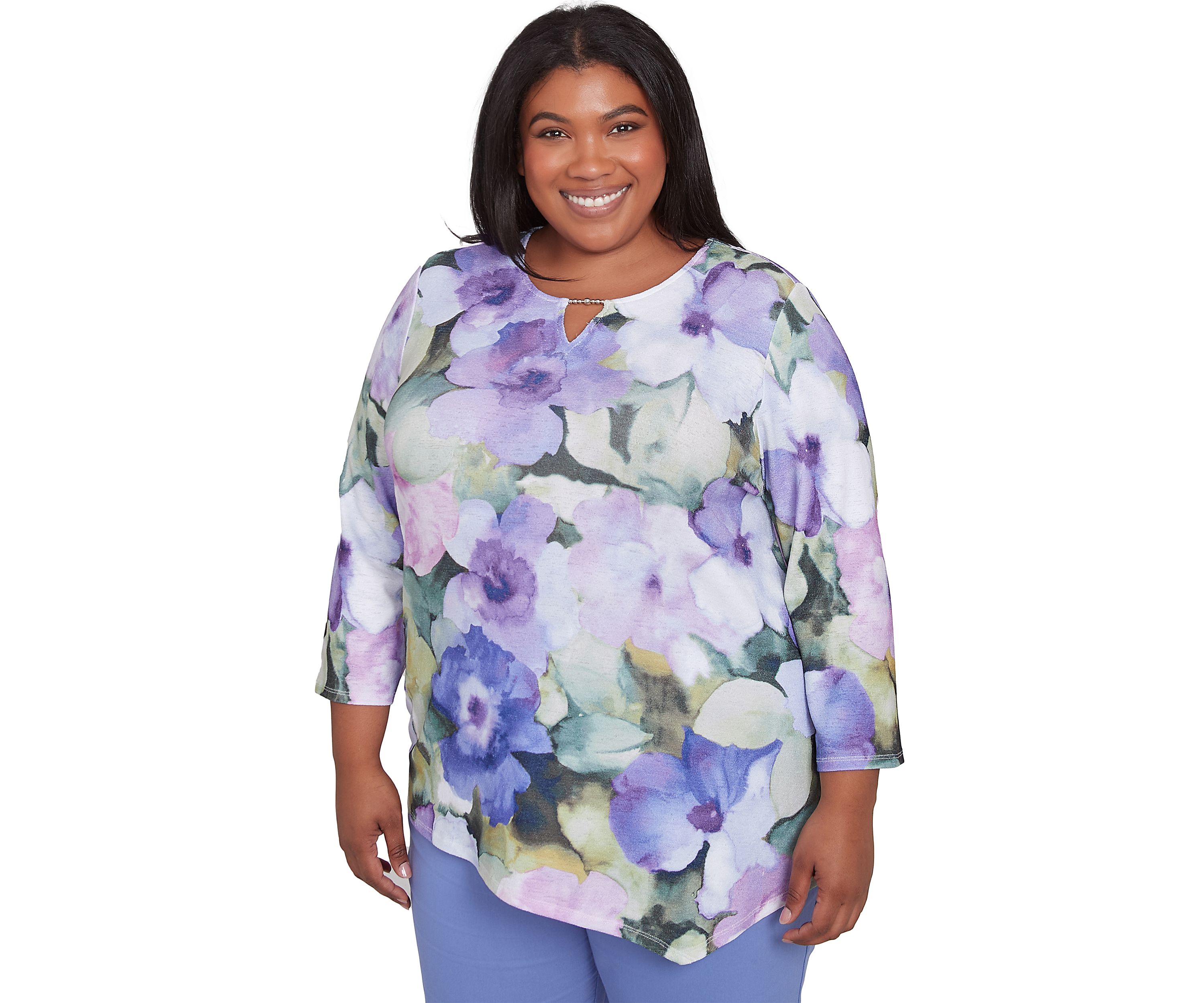 Plus Size Santa Fe Drama Floral Top