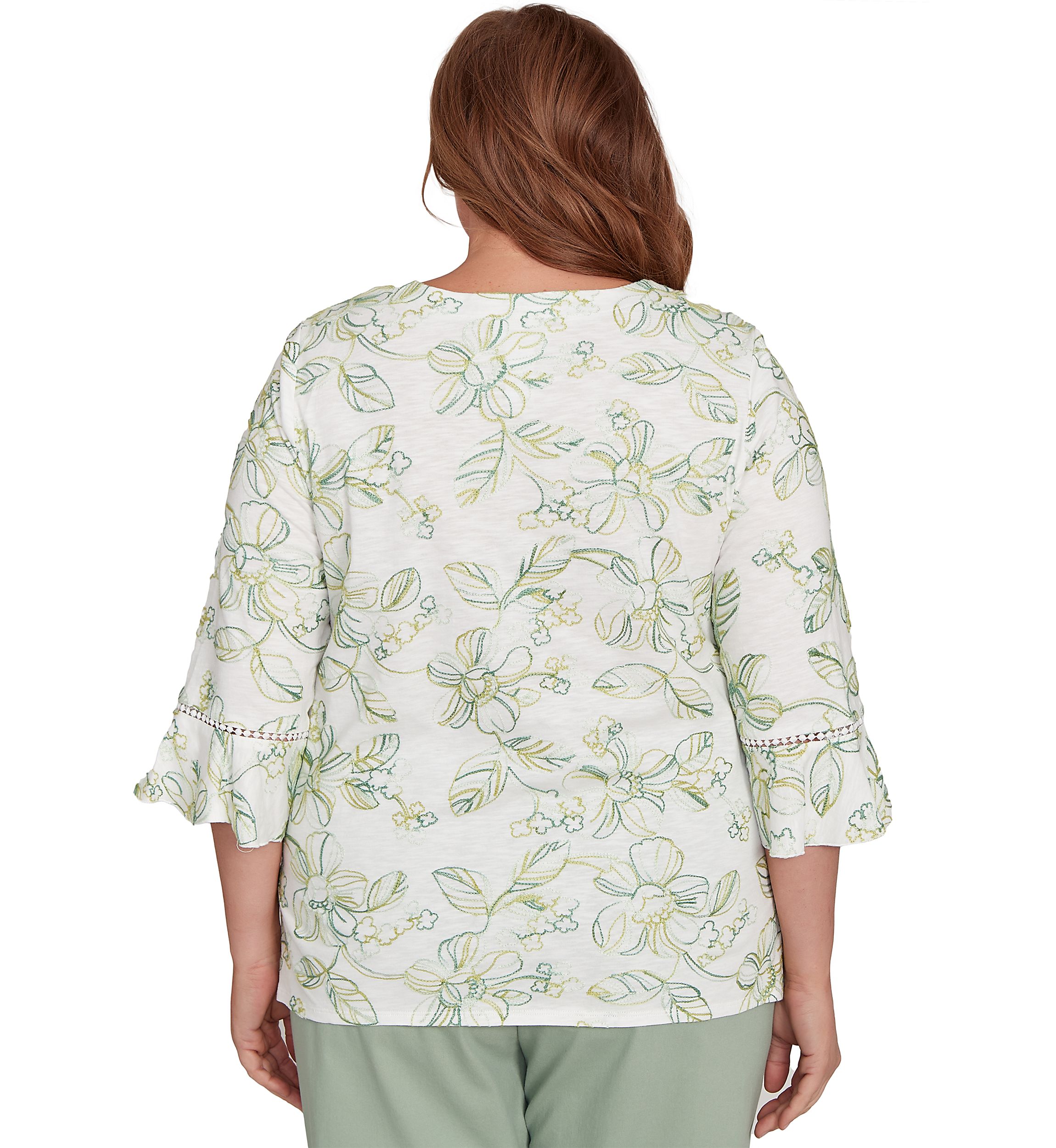 Plus Size Santa Fe Monotone Embroidery Top