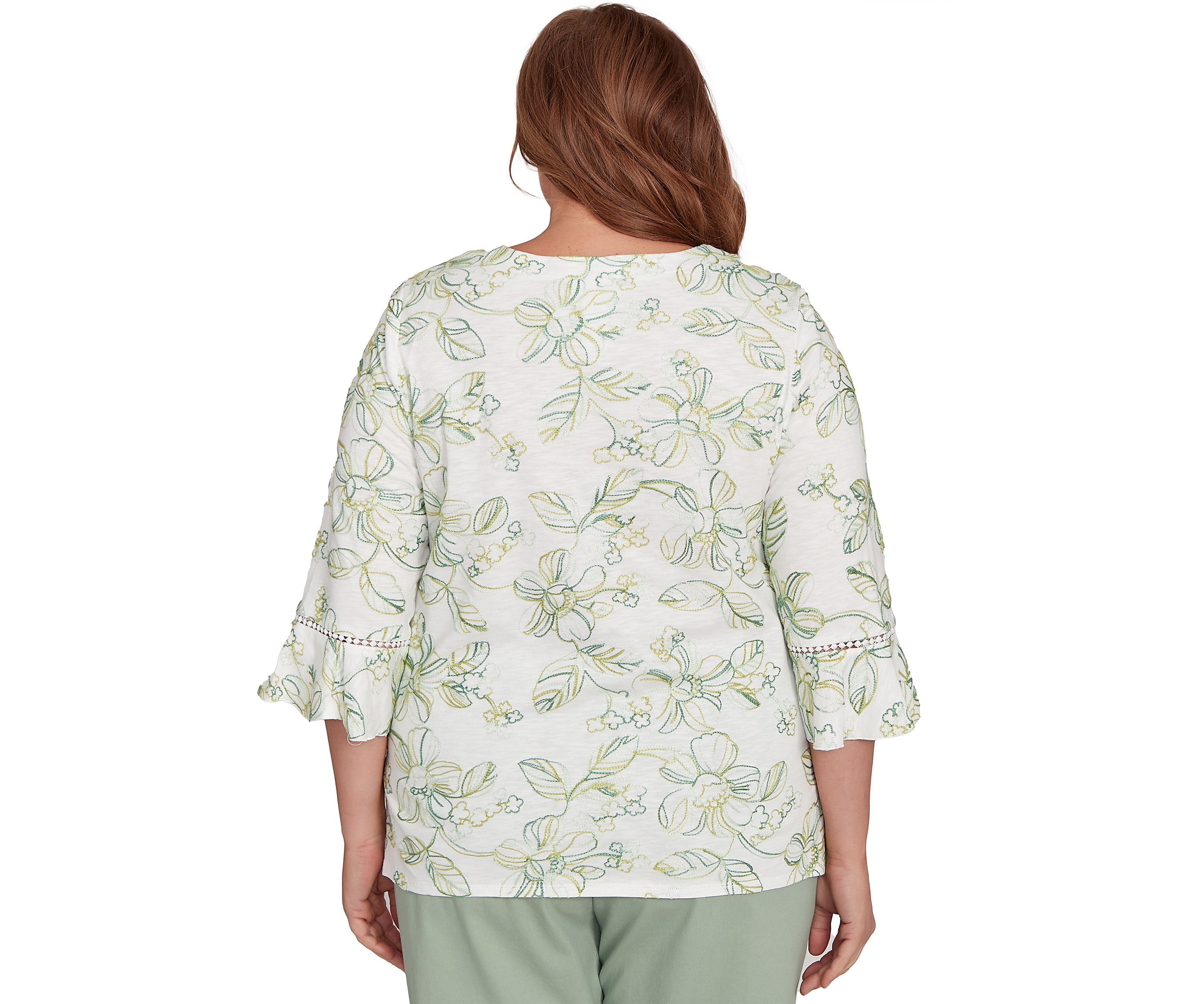 Plus Size Santa Fe Monotone Embroidery Top