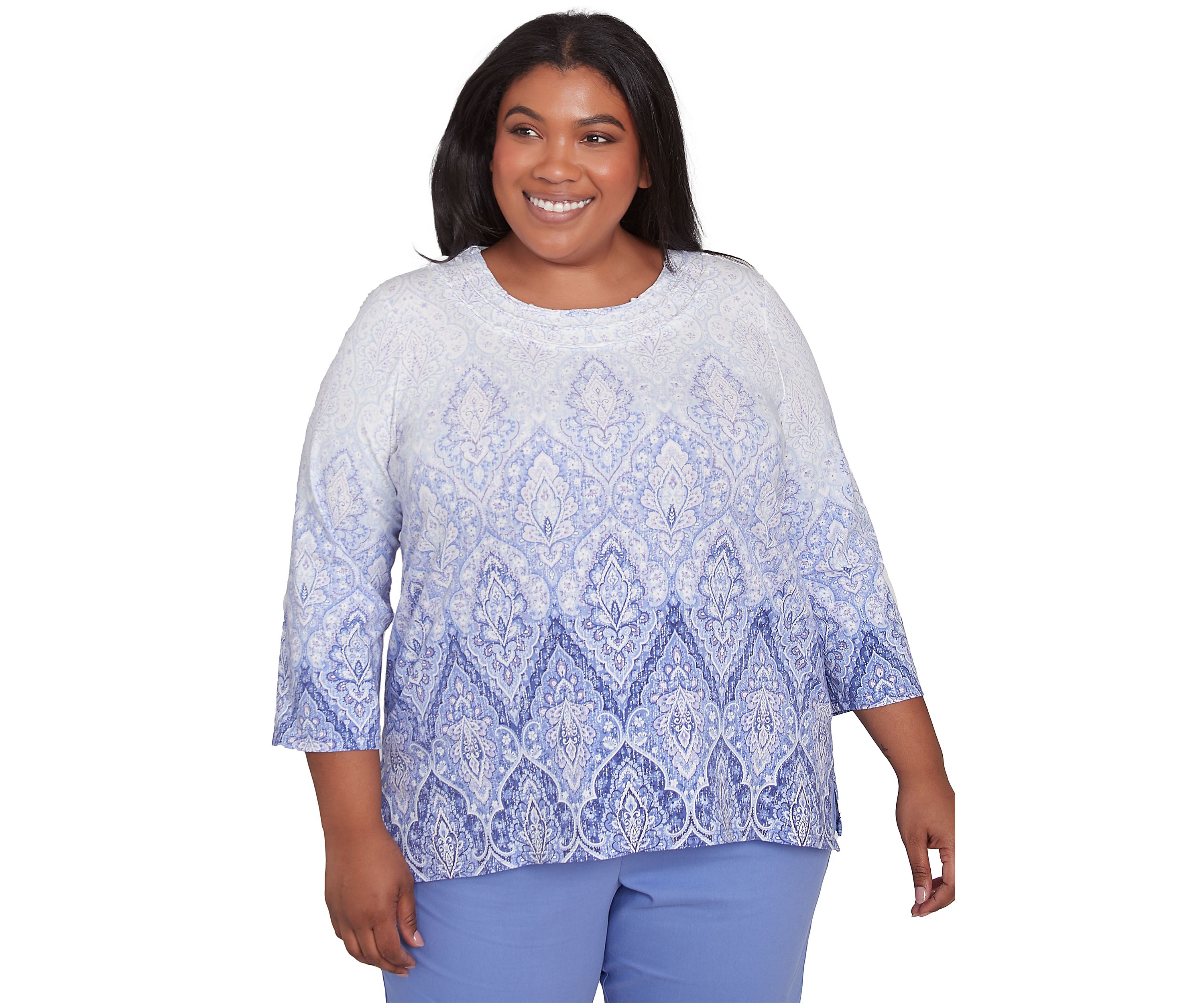 Plus Size Santa Fe Ombre Medallion Print Top