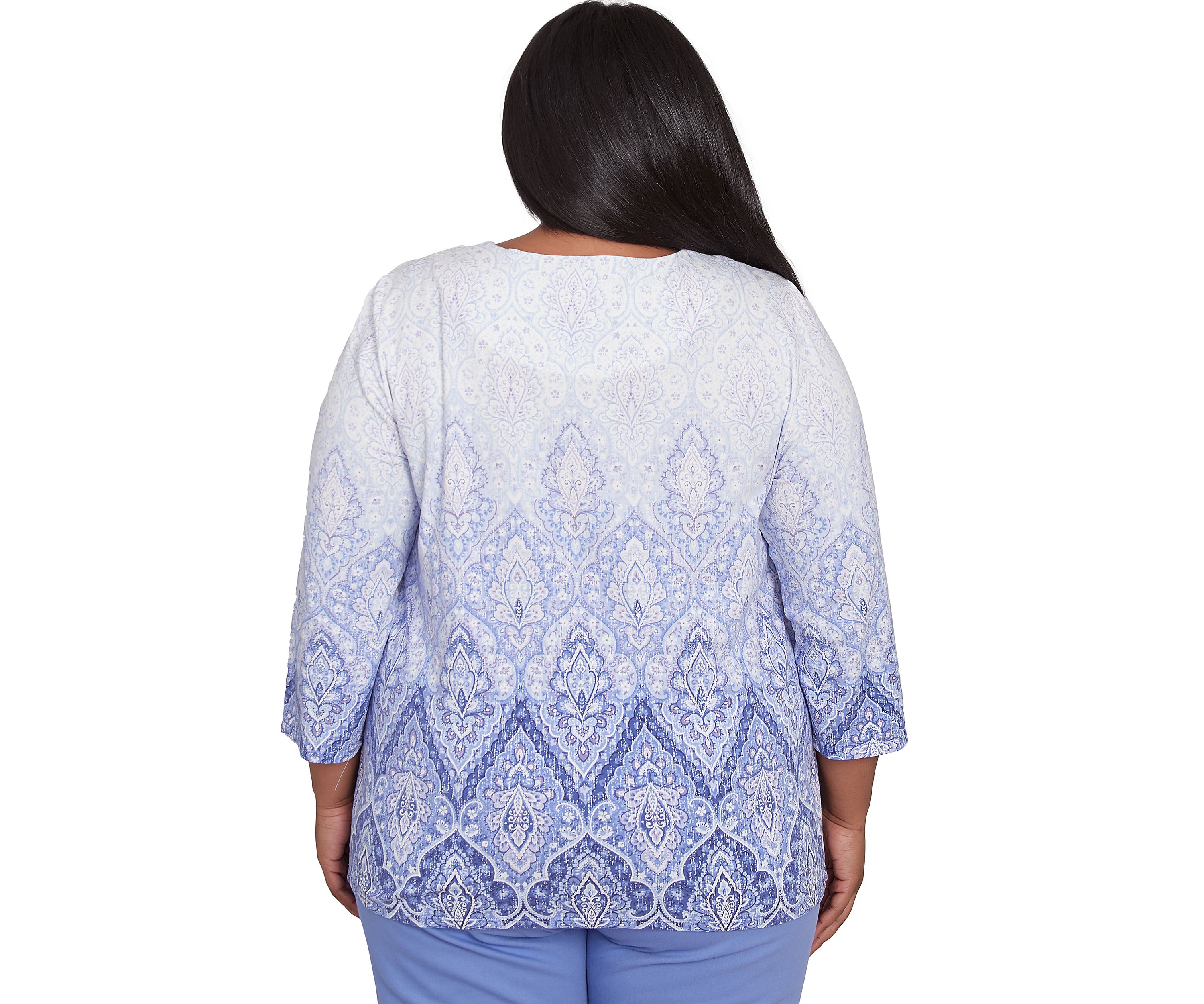 Plus Size Santa Fe Ombre Medallion Print Top