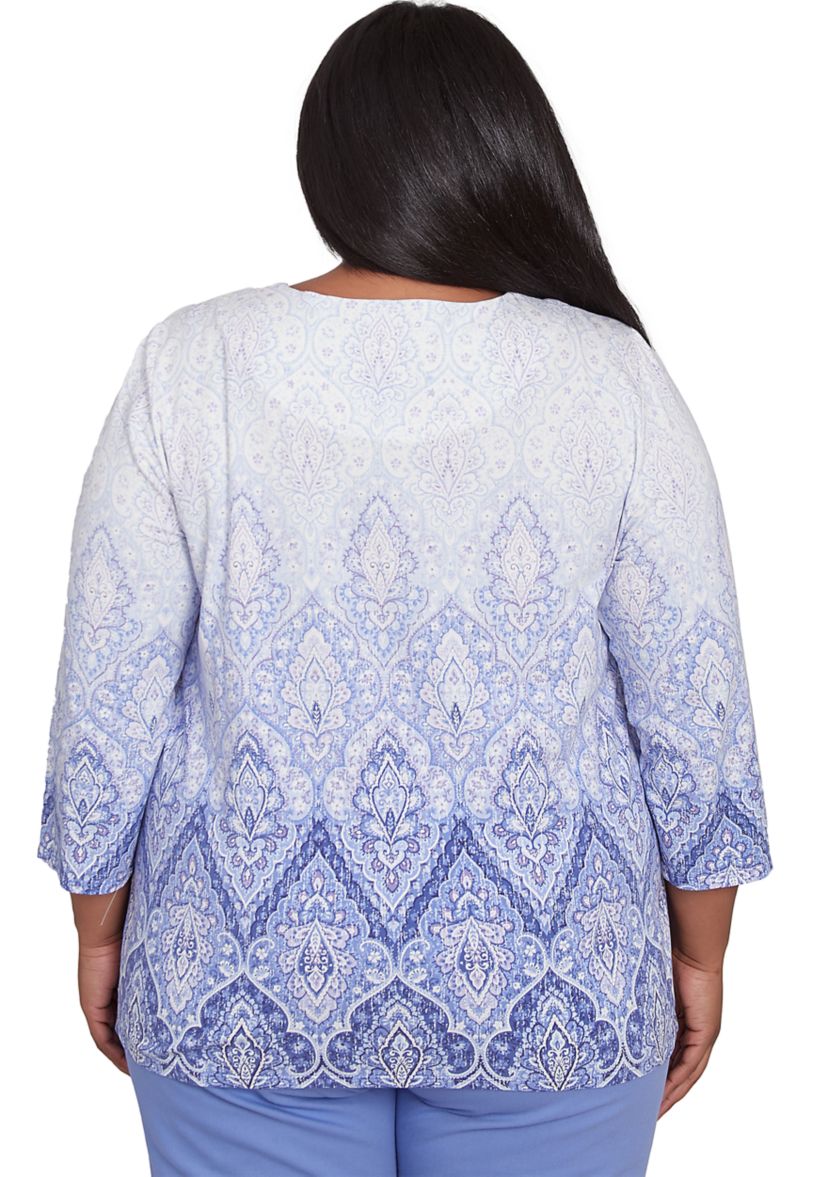 Plus Size Santa Fe Ombre Medallion Print Top