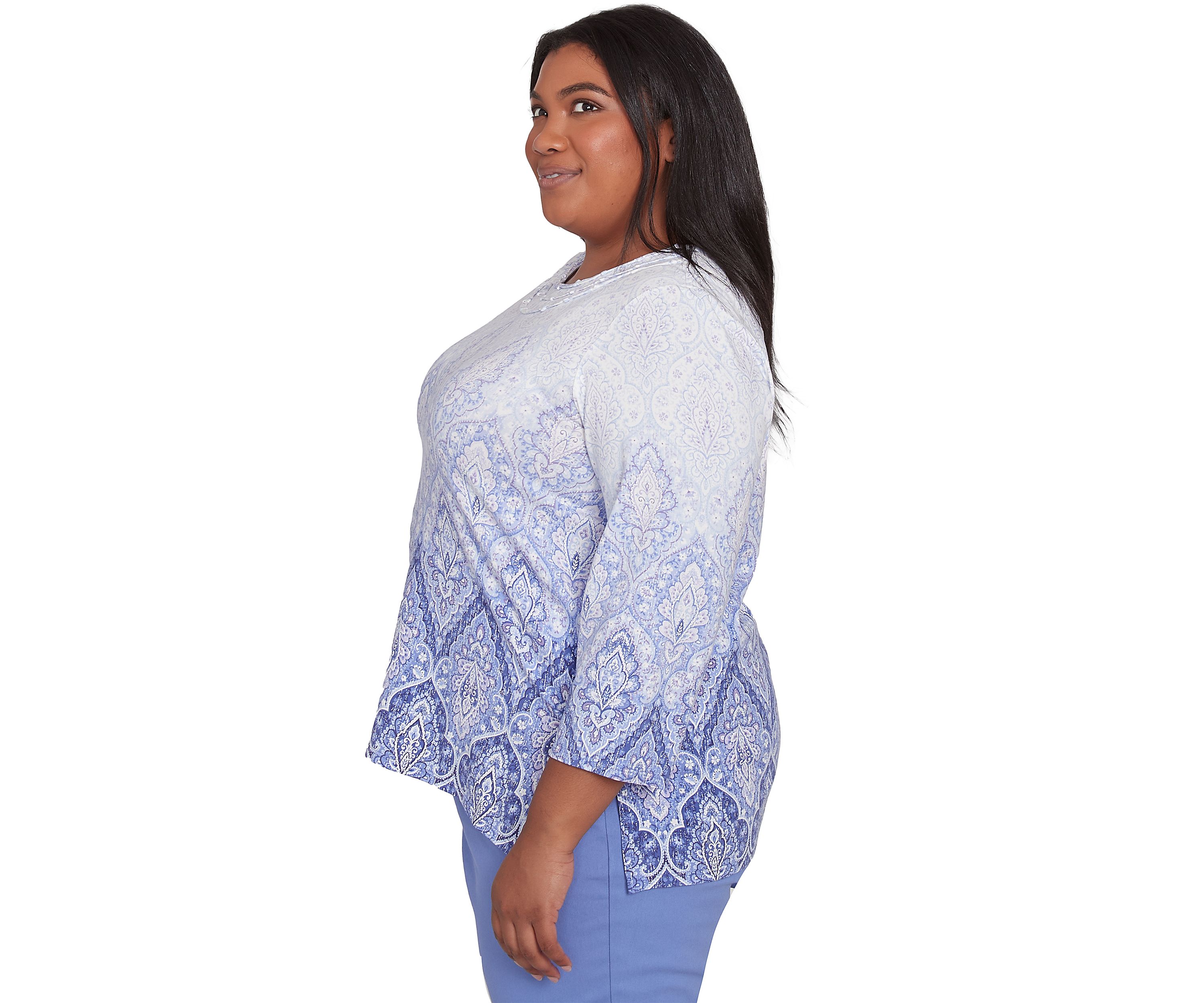 Plus Size Santa Fe Ombre Medallion Print Top
