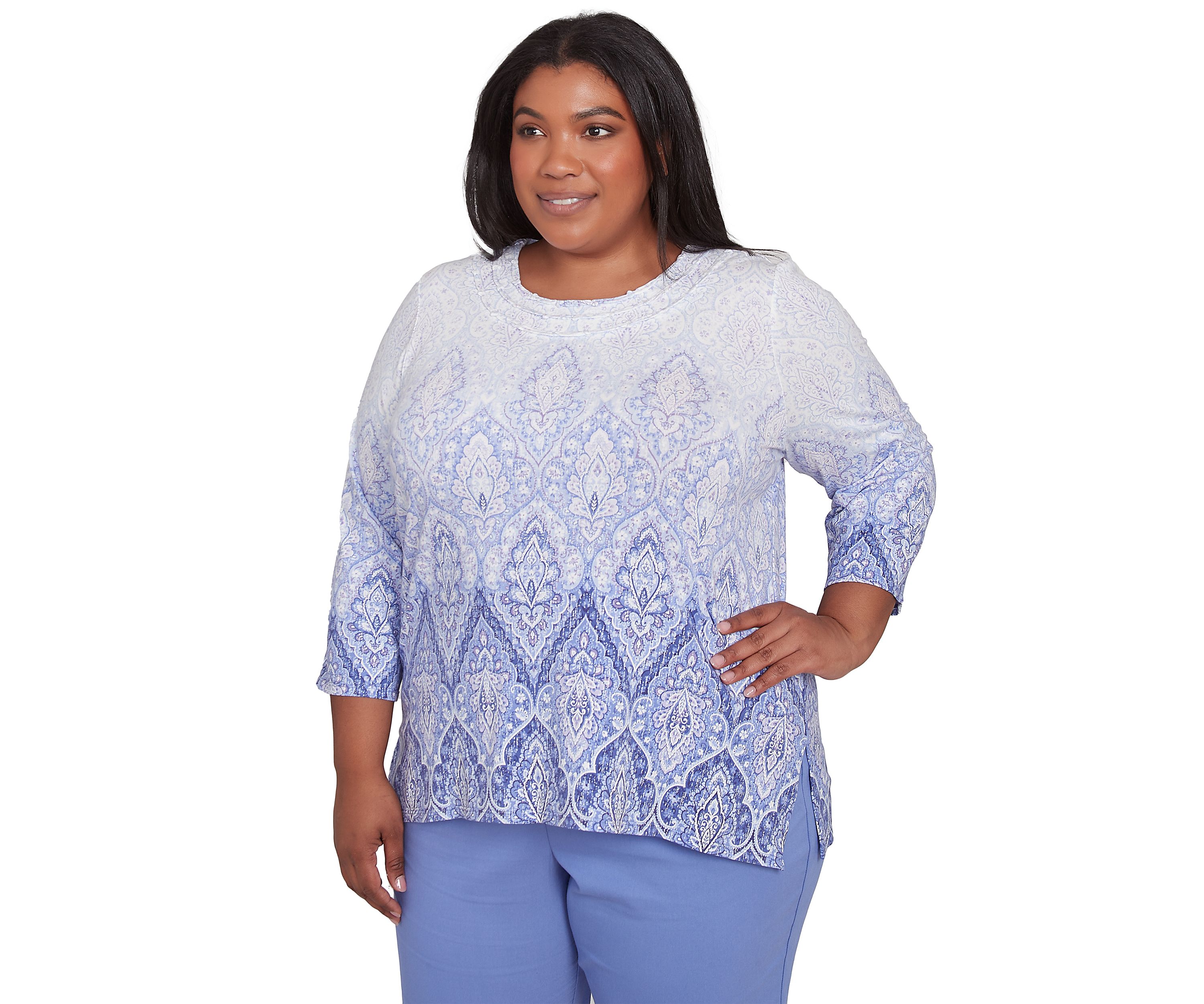 Plus Size Santa Fe Ombre Medallion Print Top