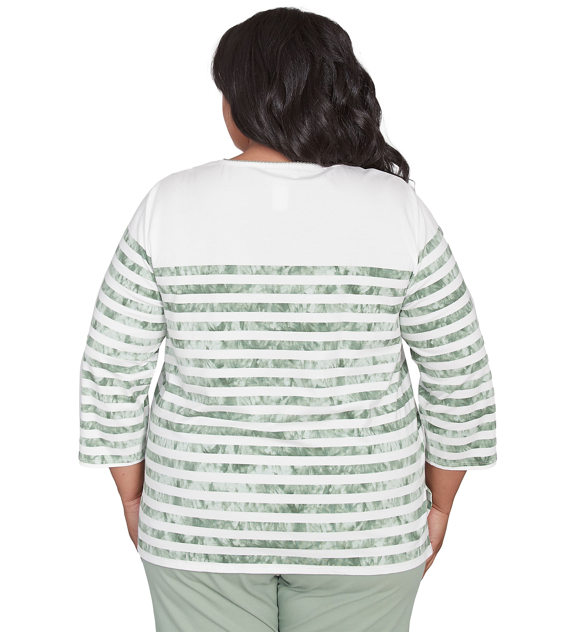 Plus Size Santa Fe Tie Dye Stripe Embroidery Top 