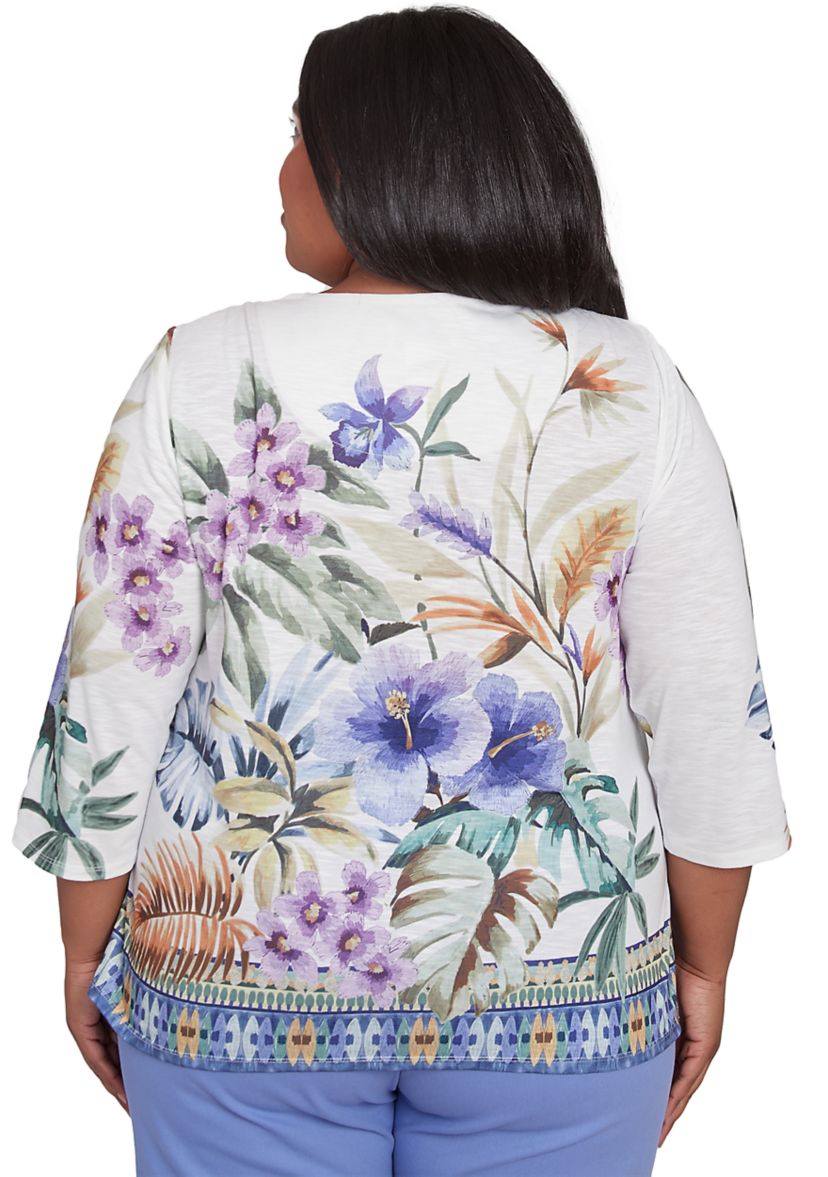 Plus Size Santa Fe Tropical Border Top