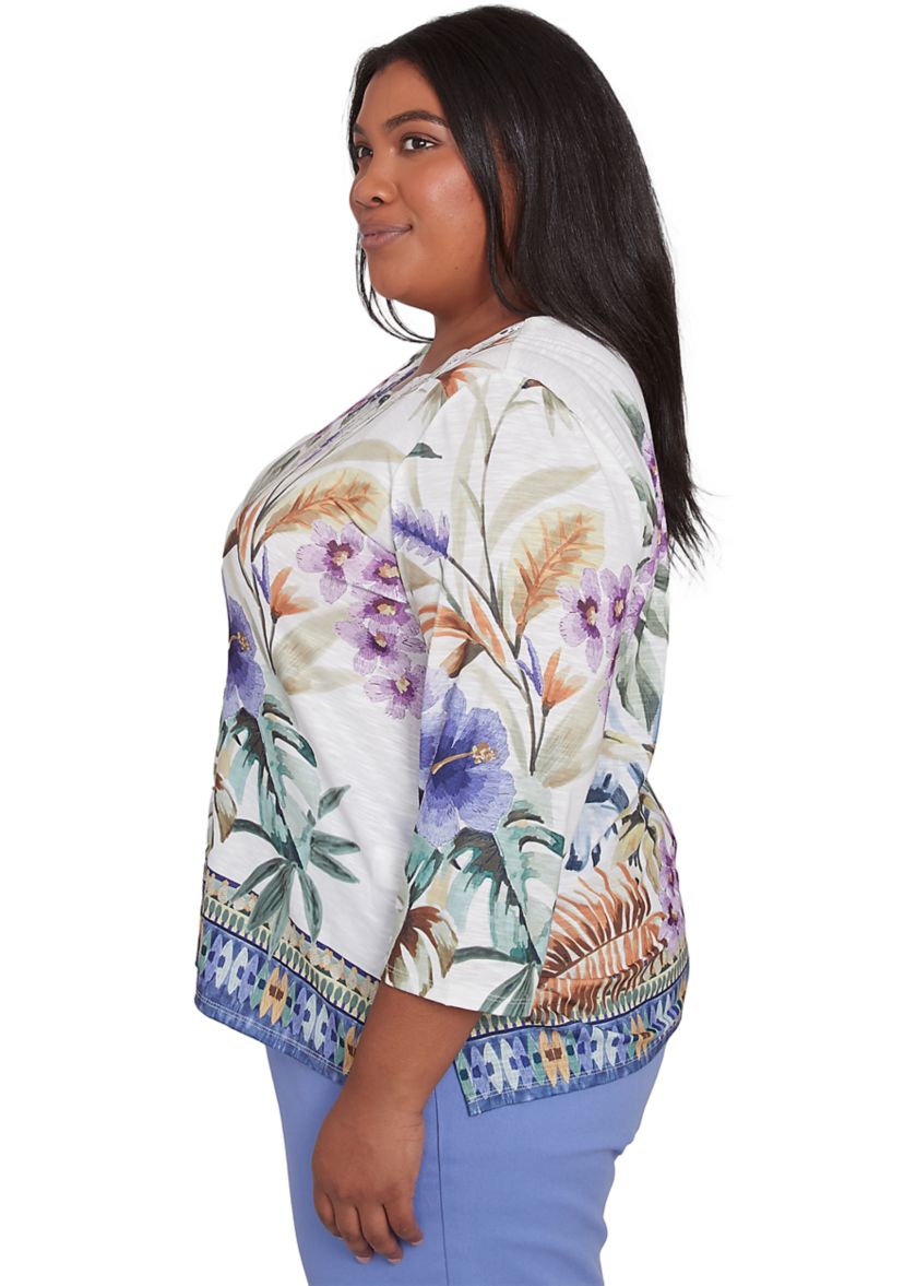 Plus Size Santa Fe Tropical Border Top
