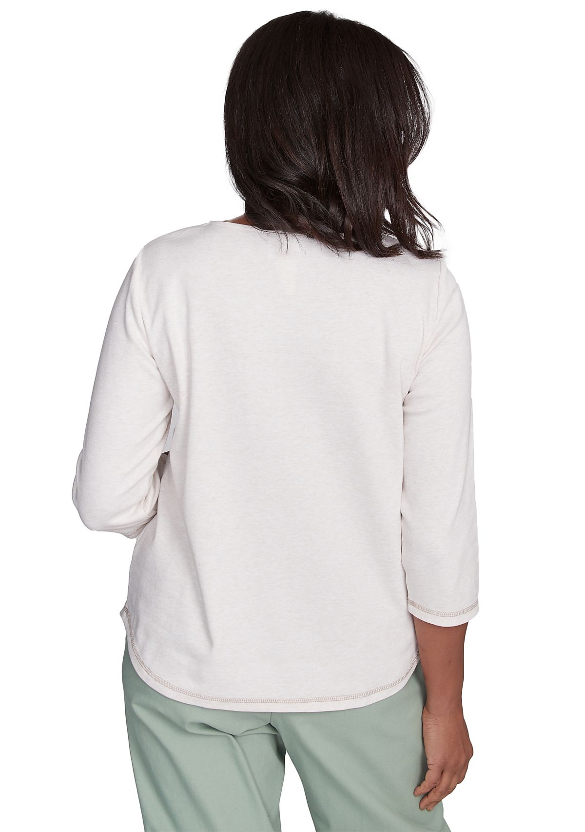 Petite Santa Fe Asymmetric Floral Embroidery Top