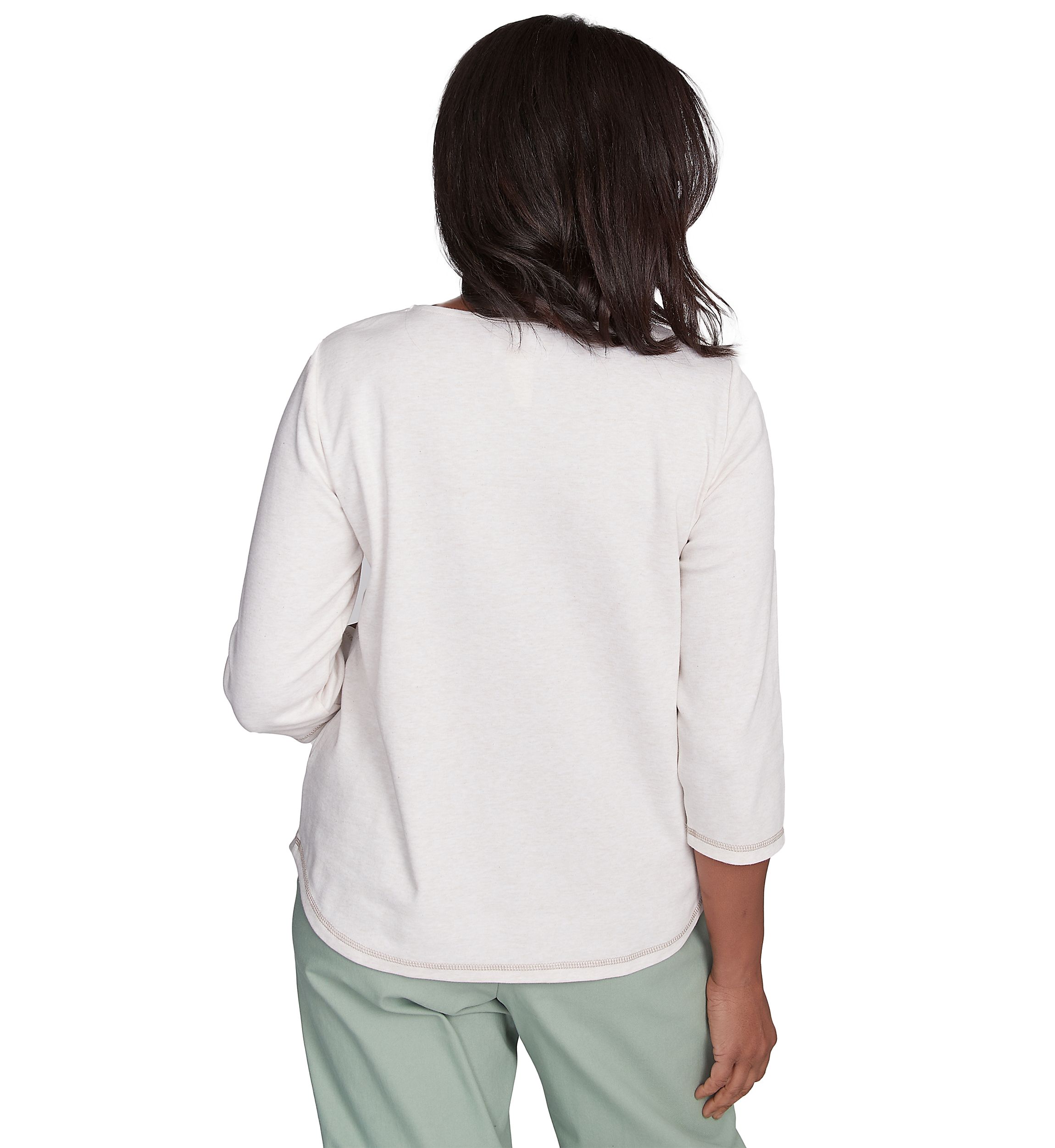 Petite Santa Fe Asymmetric Floral Embroidery Top