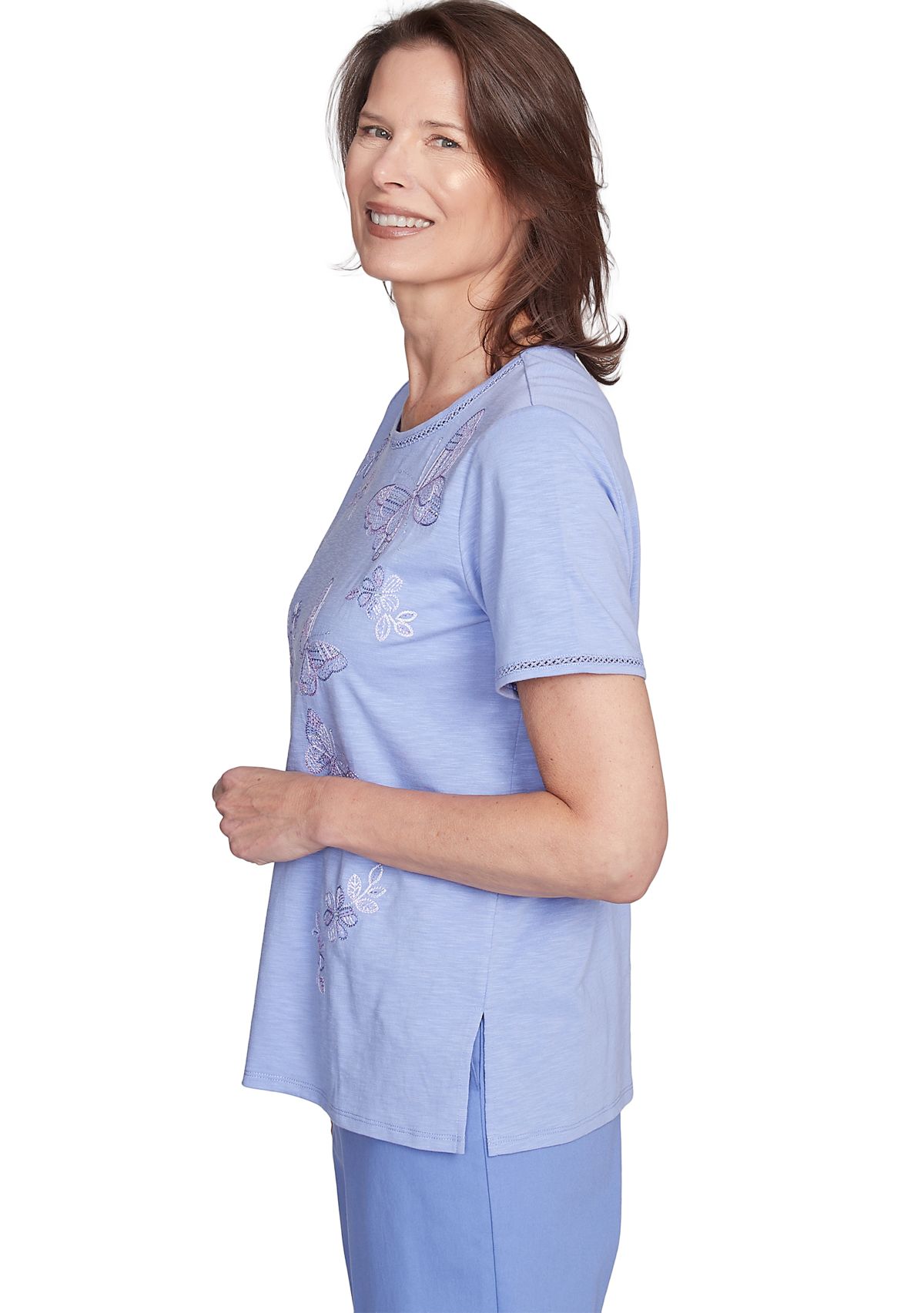 Petite Santa Fe Butterfly Embroidery Top