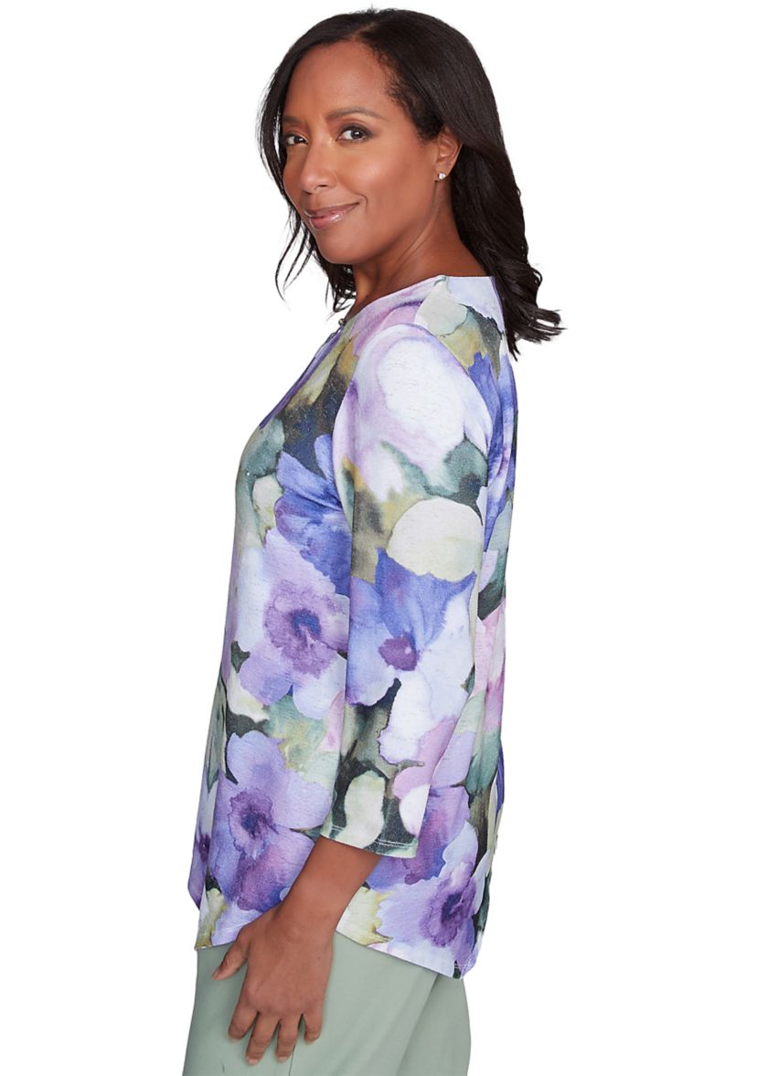 Petite Santa Fe Drama Floral Top