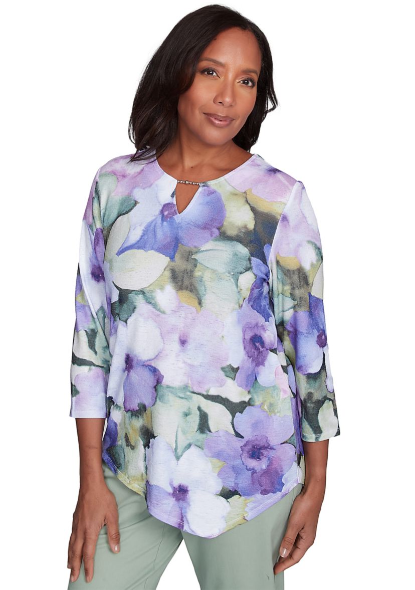 Petite Santa Fe Drama Floral Top