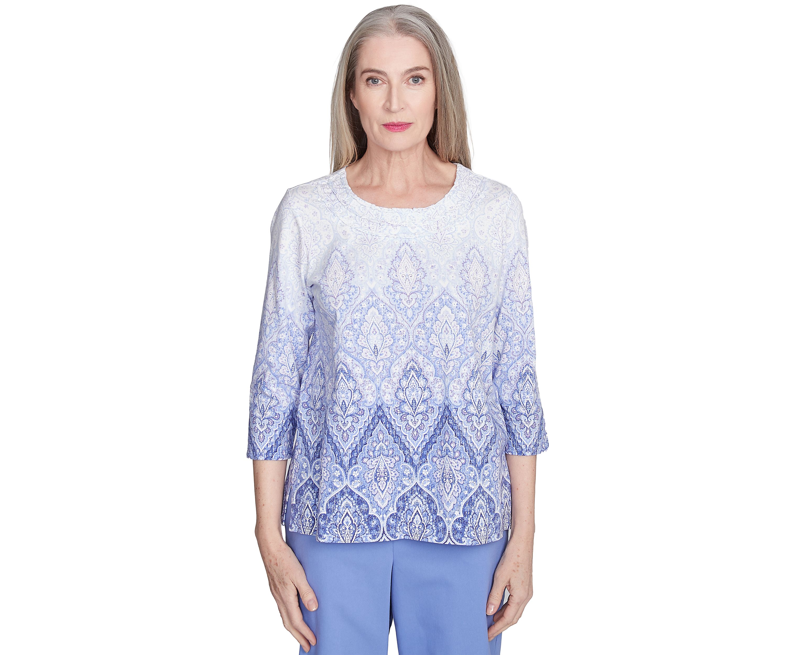 Petite Santa Fe Ombre Medallion Print Top