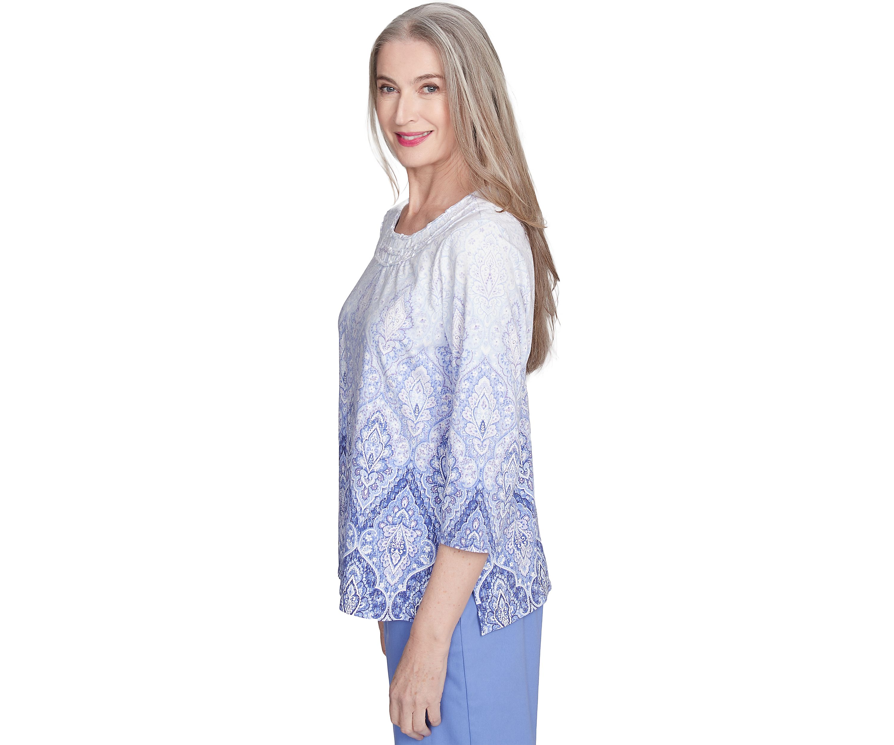 Petite Santa Fe Ombre Medallion Print Top