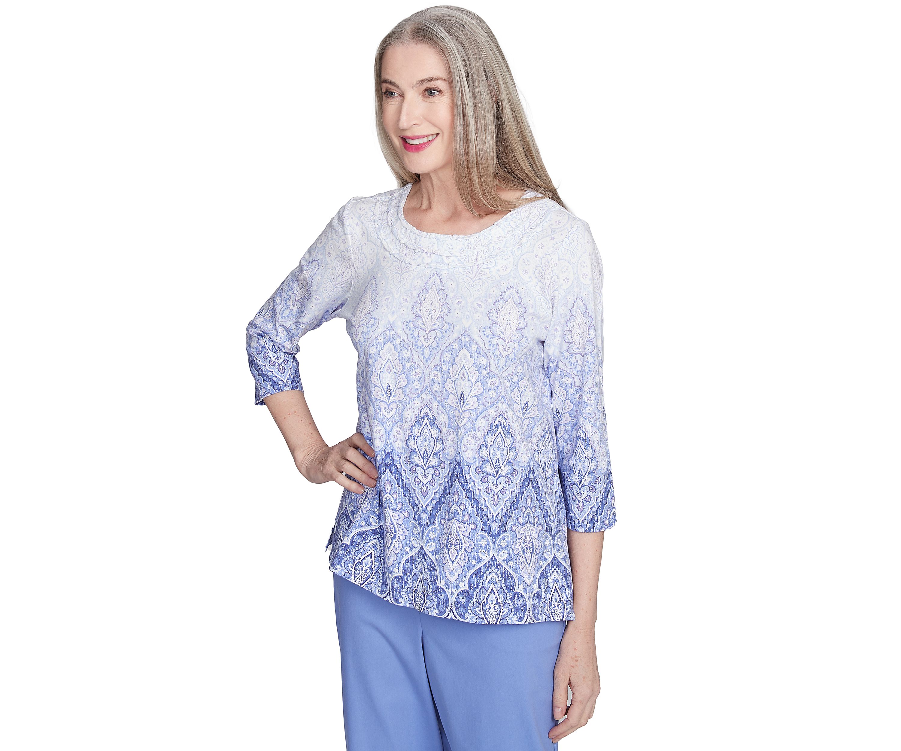 Petite Santa Fe Ombre Medallion Print Top