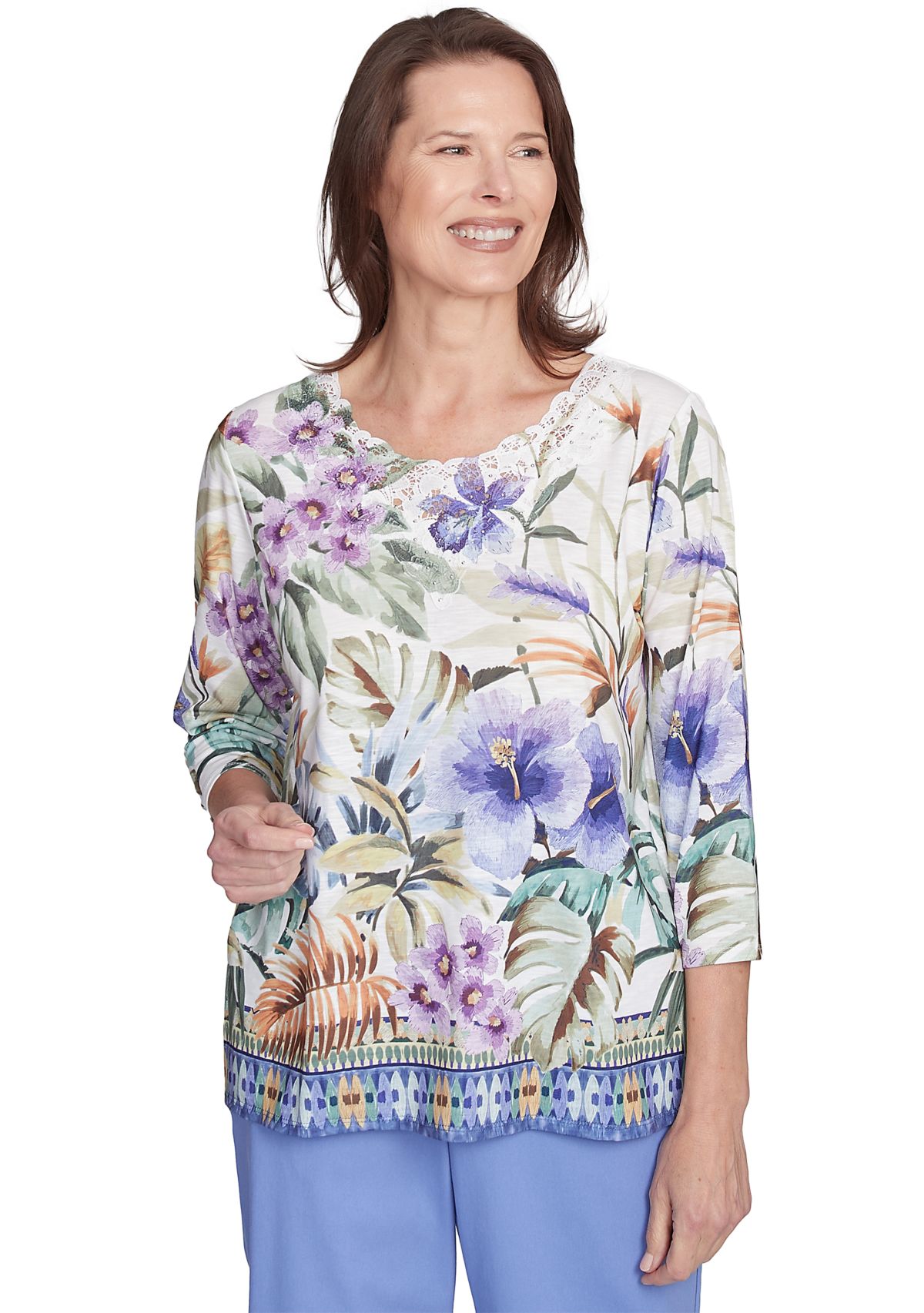 Petite Santa Fe Tropical Border Top