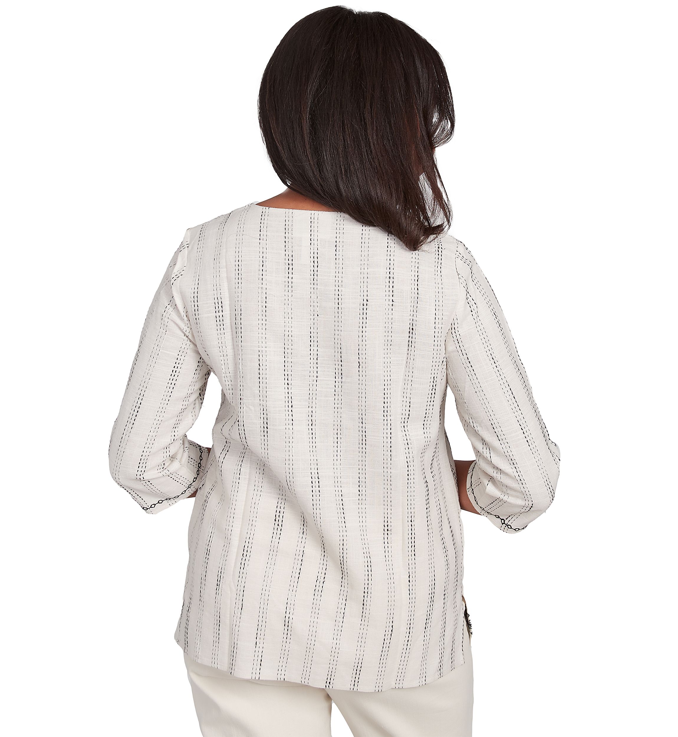Womens Natural Instinct Textured Top with Medallion Embroidery