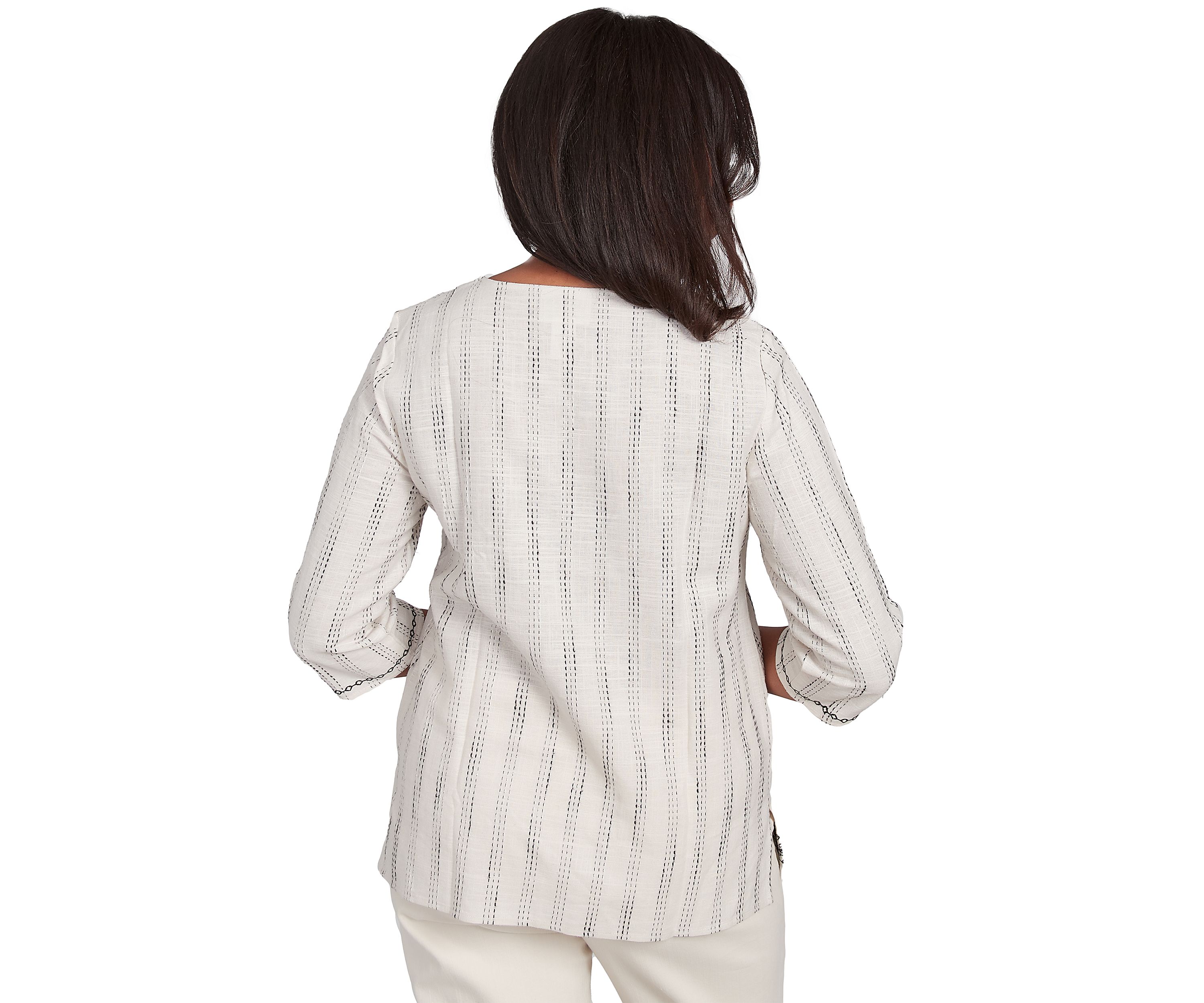 Womens Natural Instinct Textured Top with Medallion Embroidery